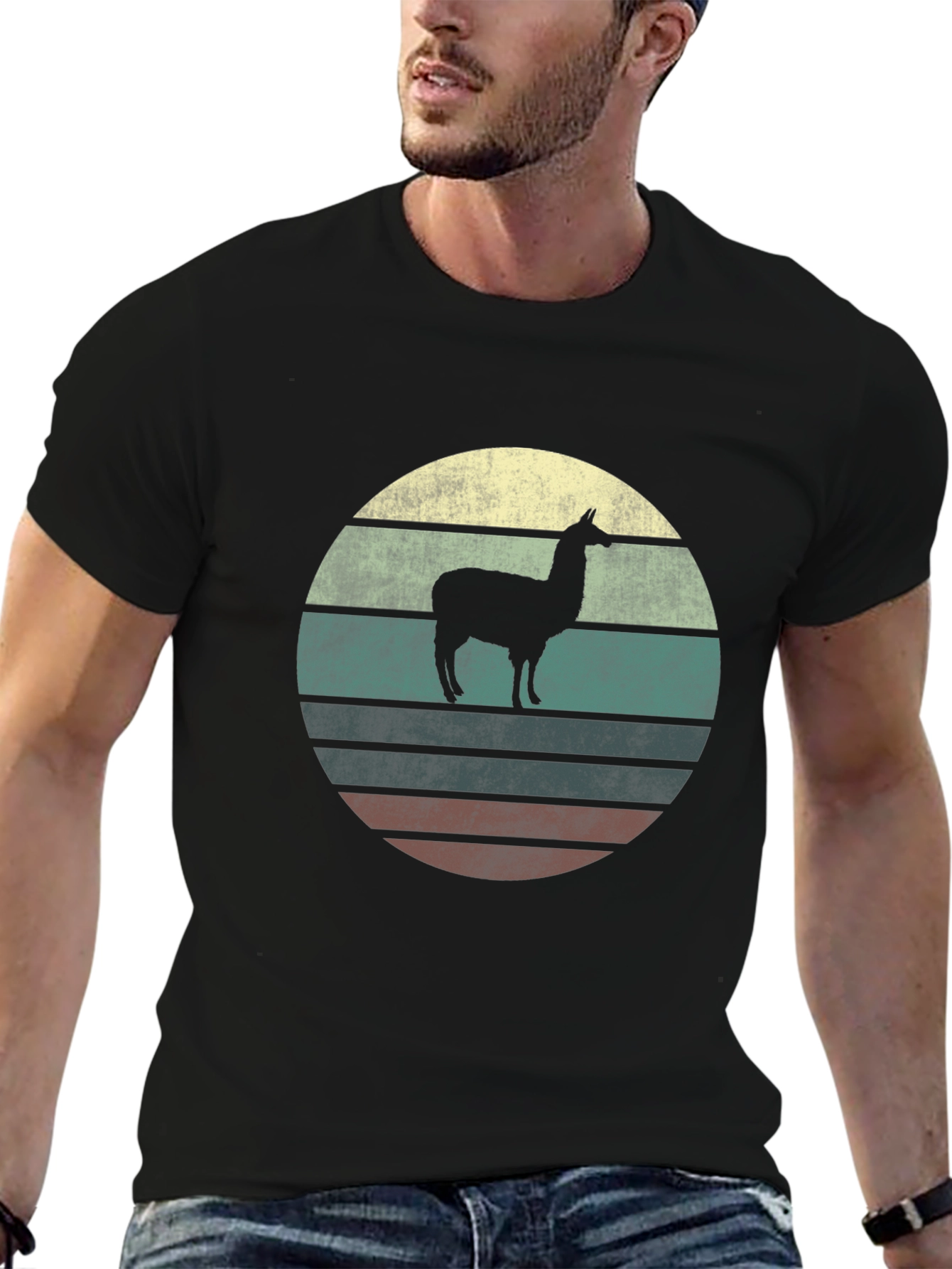 Llama Sunset Graphic T-Shirt - Retro Style