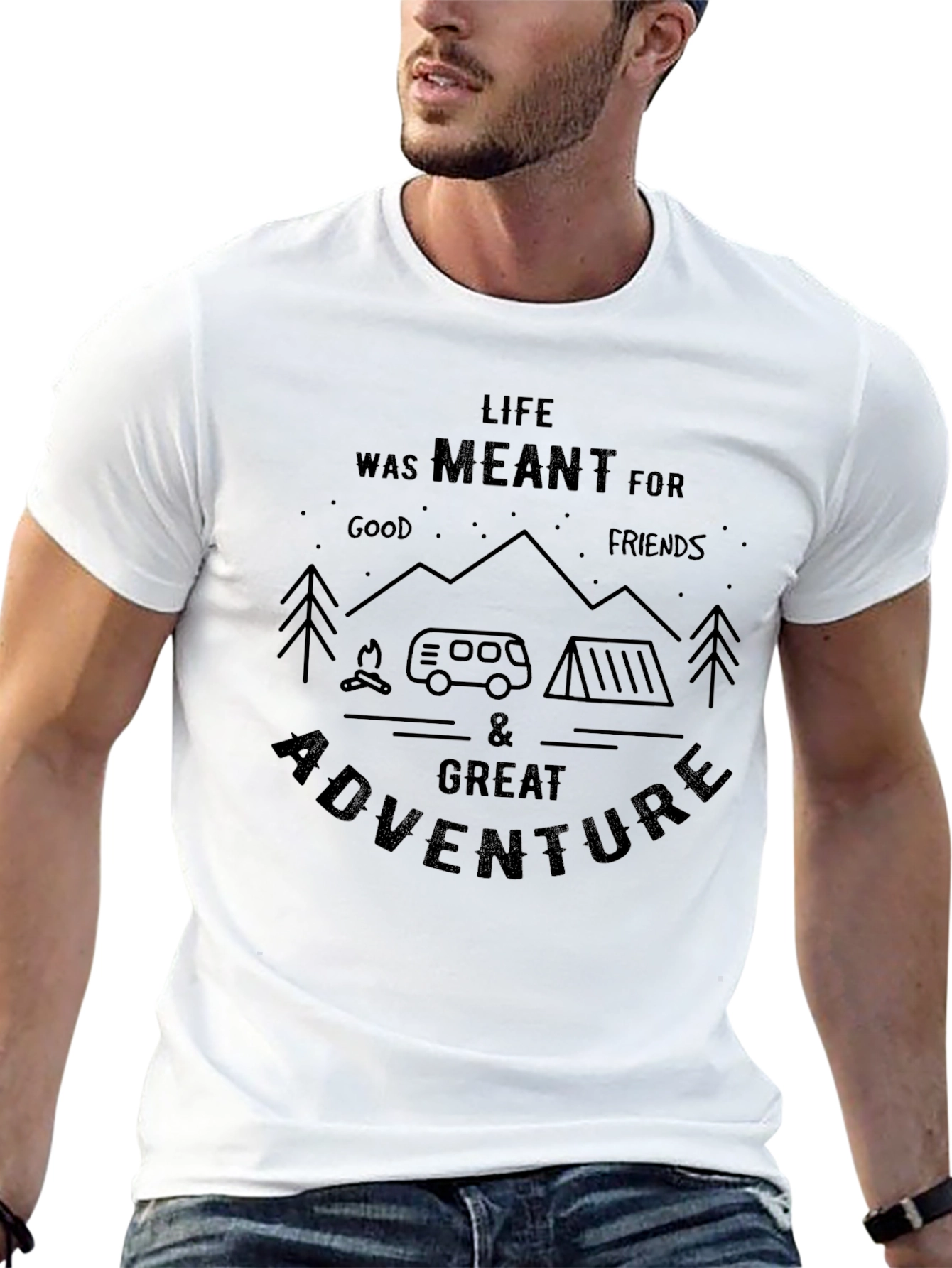 Adventure Awaits Graphic Tee - Black