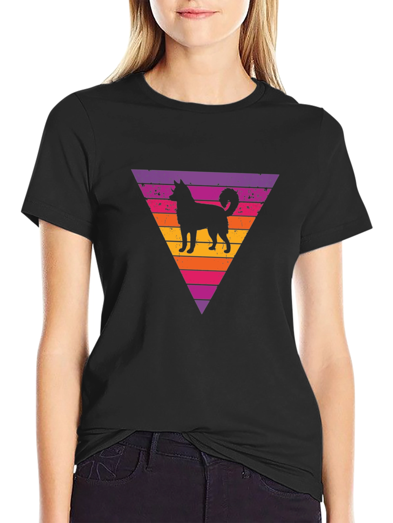 Retro Dog Silhouette Graphic T-Shirt