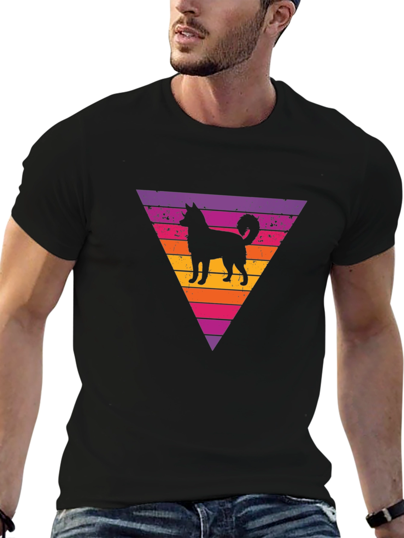 Retro Dog Silhouette Graphic T-Shirt