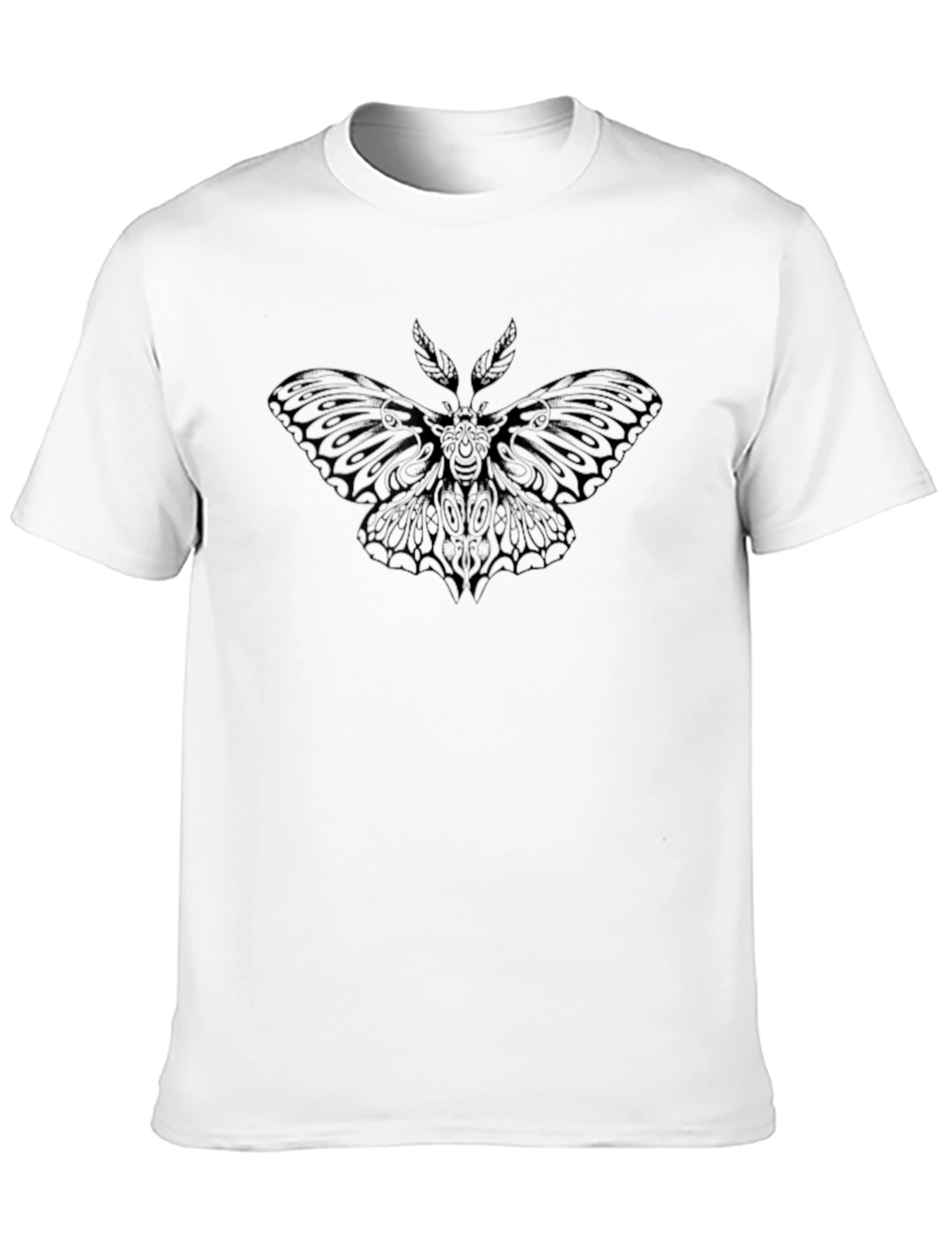 Mens Black Graphic Moth T-Shirt