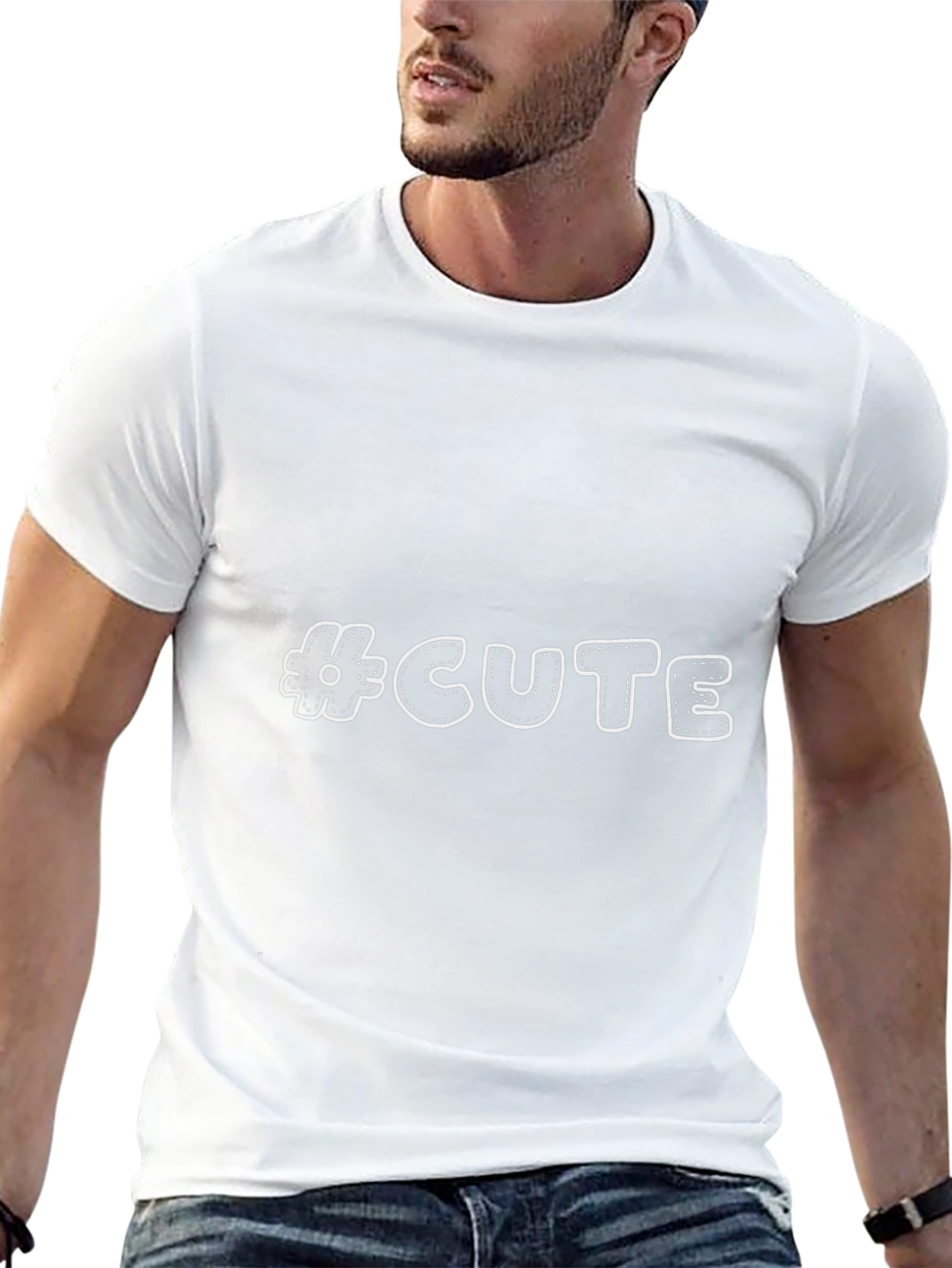 #CUTE Graphic Print Mens Black T-Shirt
