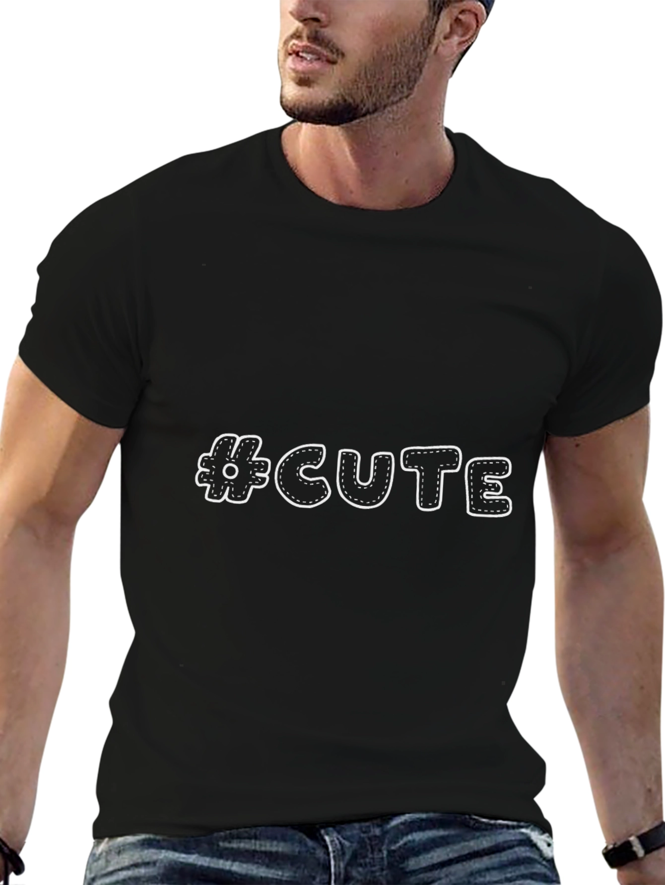 #CUTE Graphic Print Mens Black T-Shirt