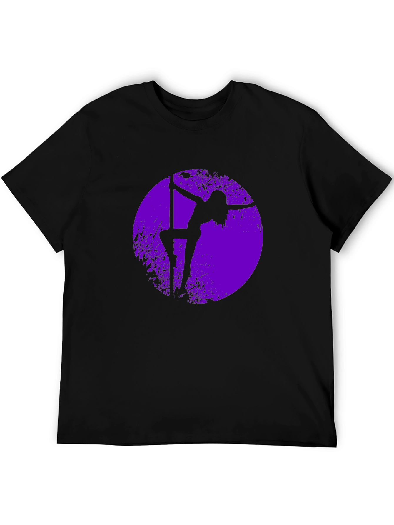 Pole Dancer Silhouette Graphic Tee - Black Cotton Shirt