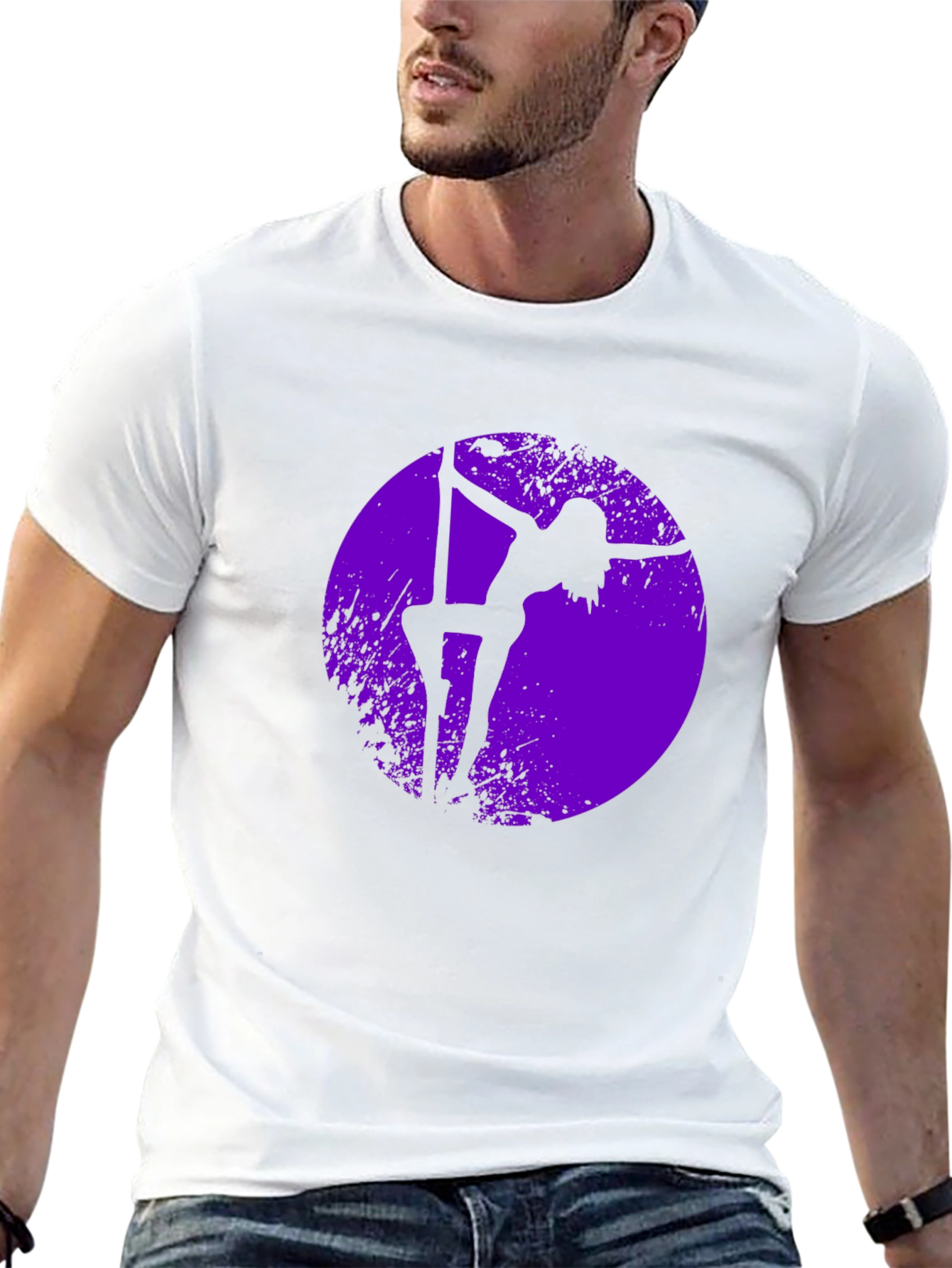 Pole Dancer Silhouette Graphic Tee - Black Cotton Shirt