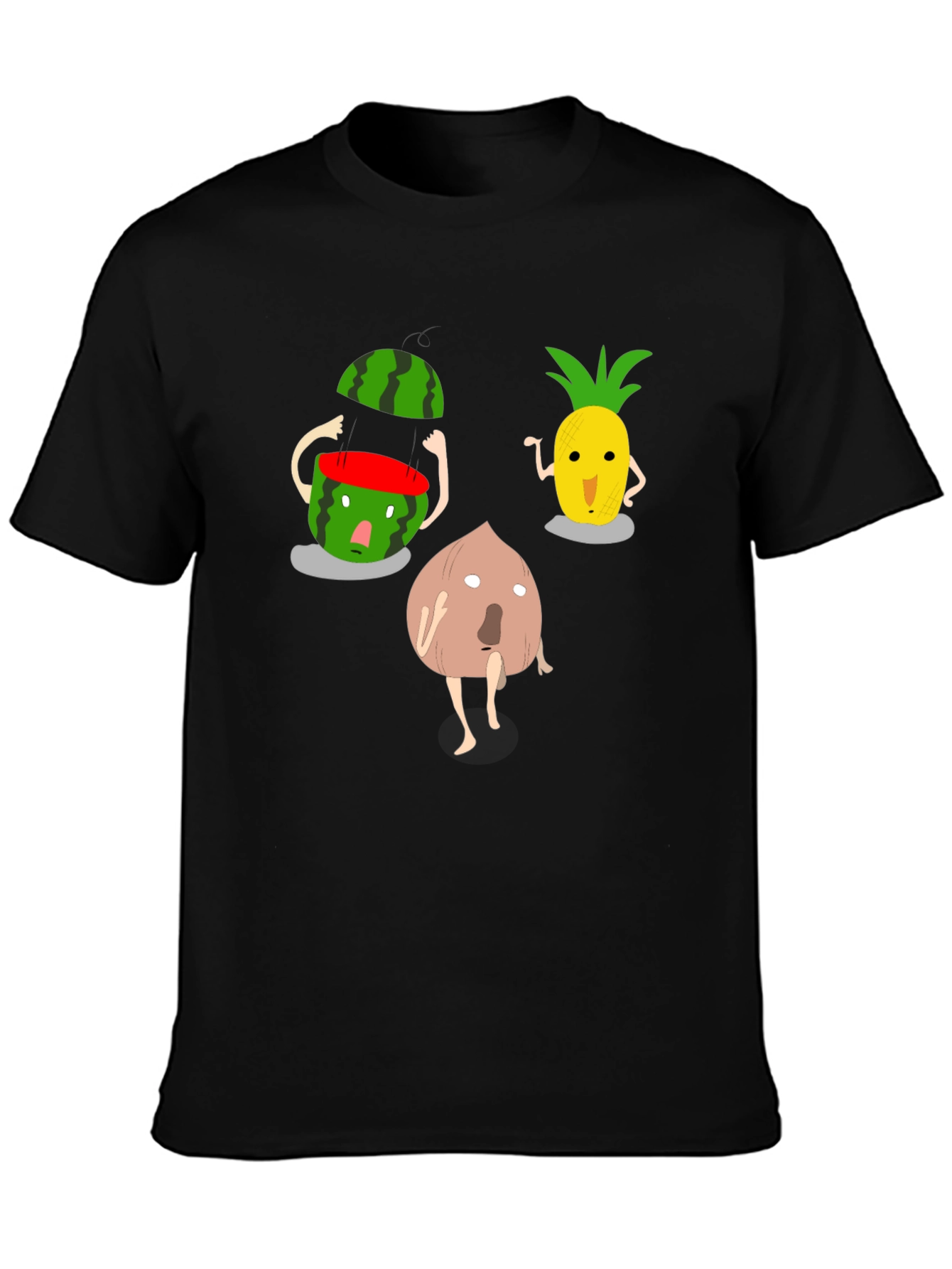 Funny Fruit Cartoon Graphic Print T-Shirt