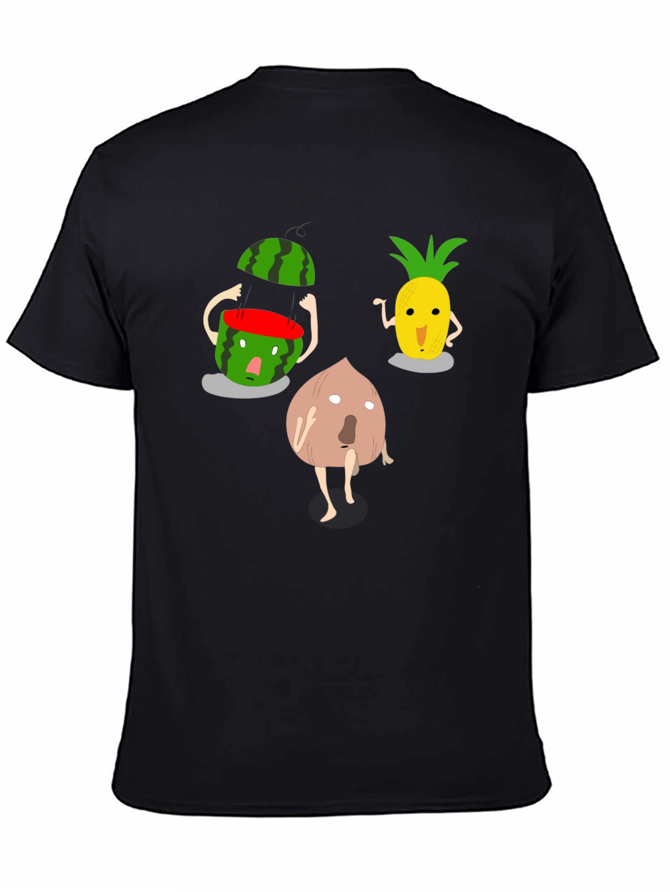 Funny Fruit Cartoon Graphic Print T-Shirt