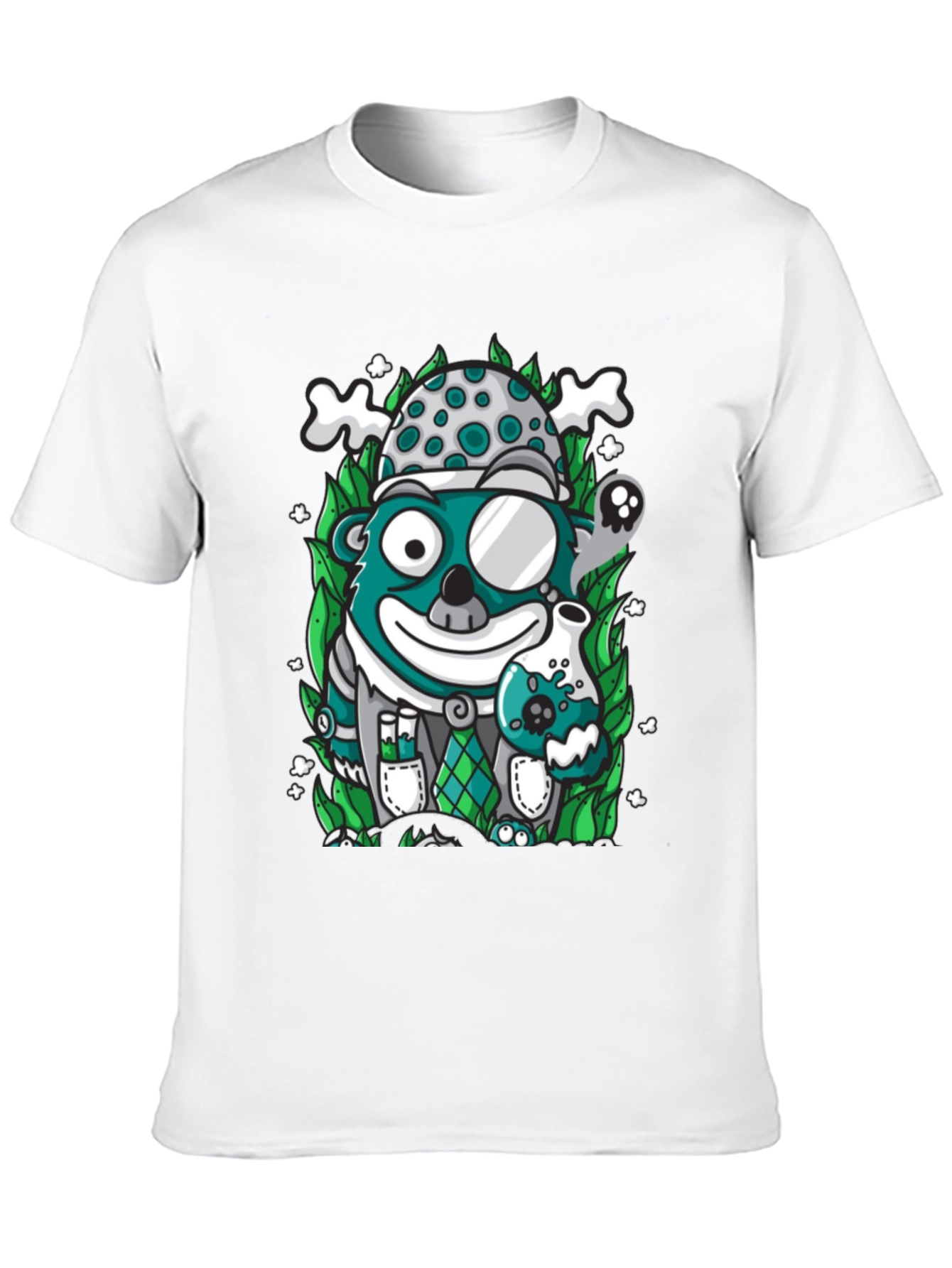 Mad Scientist Bear Graphic Tee - Quirky Black T-Shirt