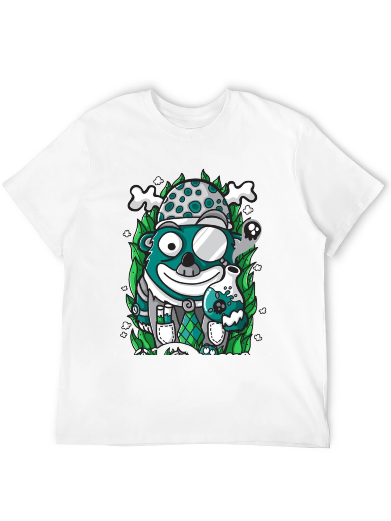 Mad Scientist Bear Graphic Tee - Quirky Black T-Shirt