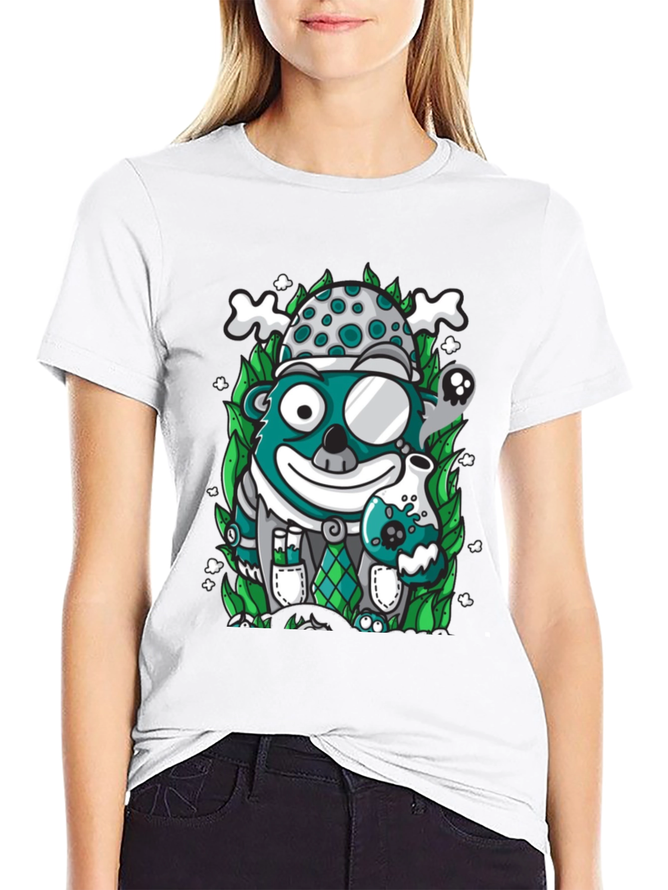 Mad Scientist Bear Graphic Tee - Quirky Black T-Shirt