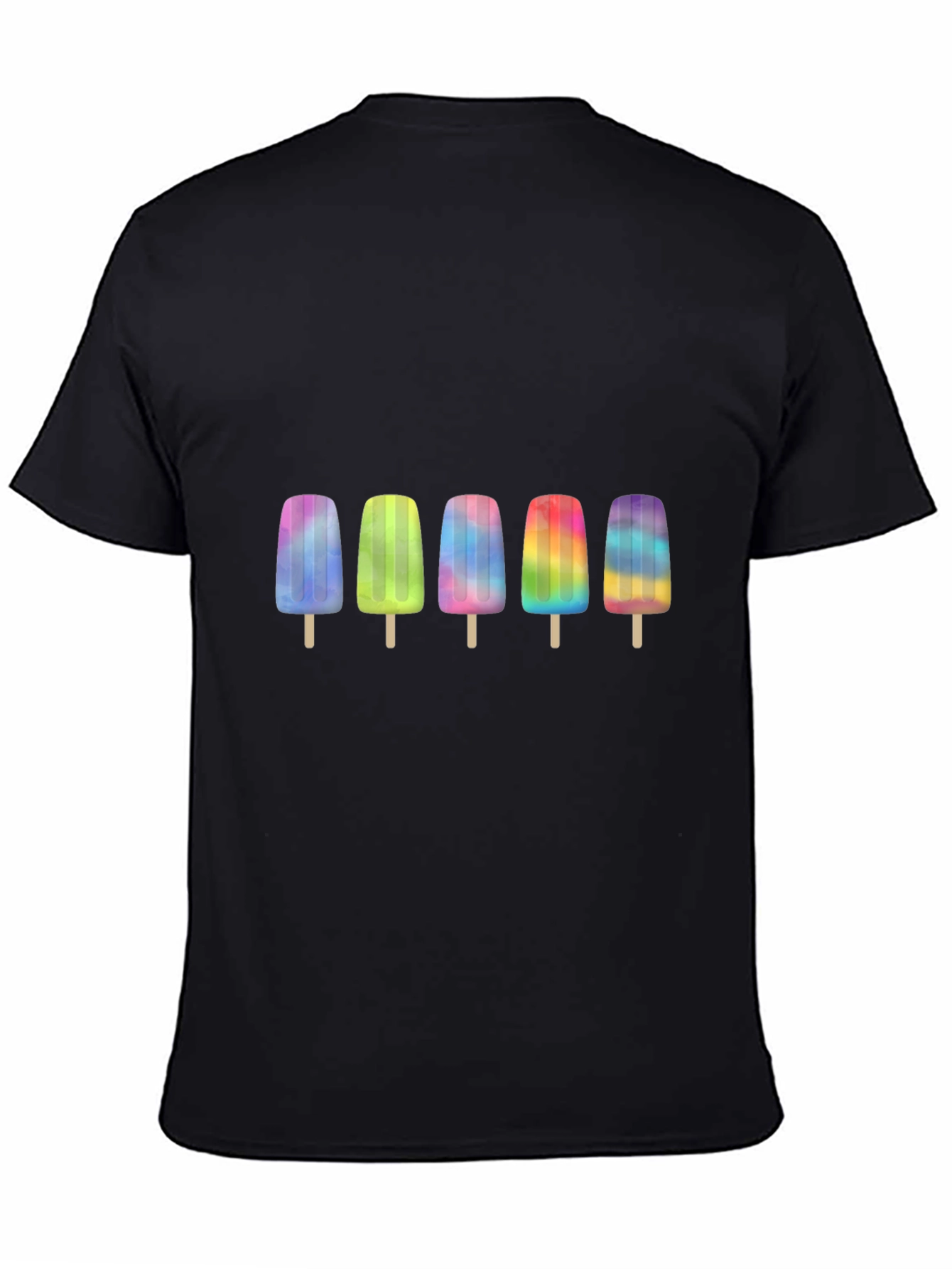 Rainbow Popsicle Graphic Black T-Shirt