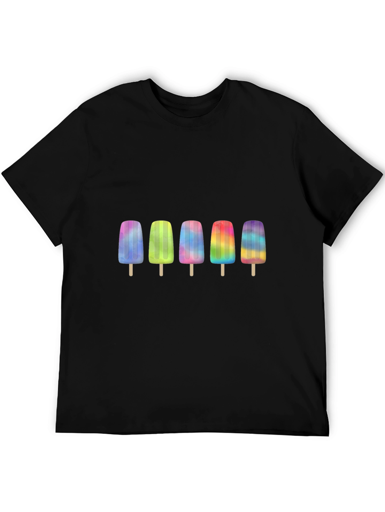 Rainbow Popsicle Graphic Black T-Shirt