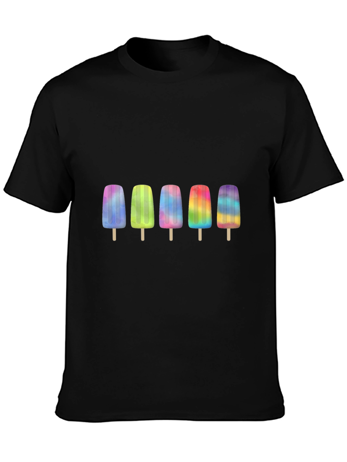 Rainbow Popsicle Graphic Black T-Shirt