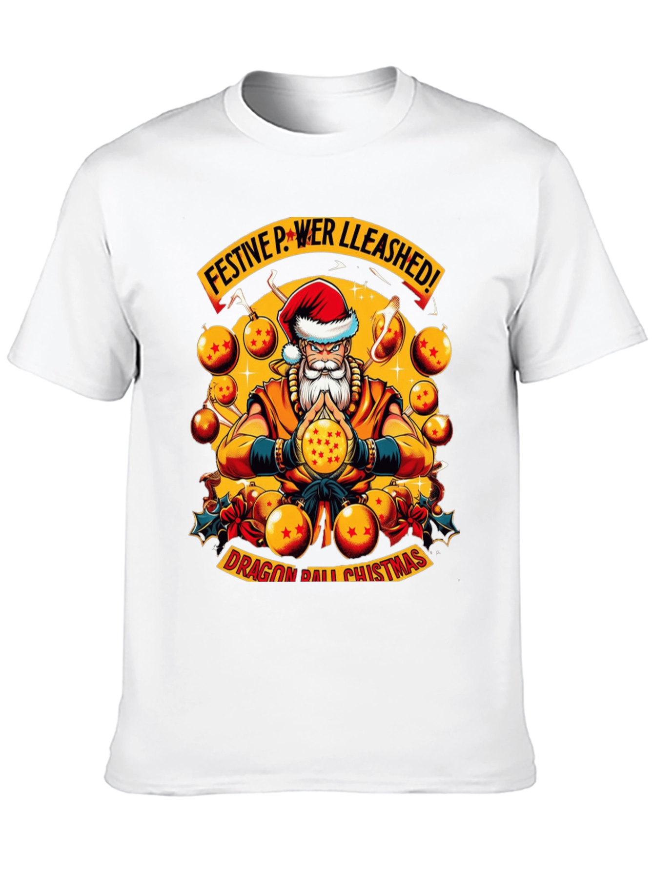 Festive Power Unleashed Dragon Ball Christmas T-Shirt