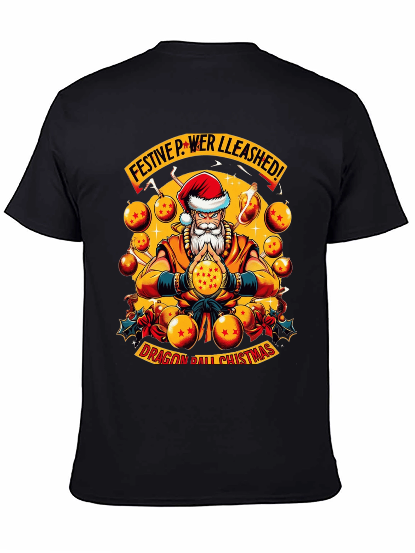 Festive Power Unleashed Dragon Ball Christmas T-Shirt
