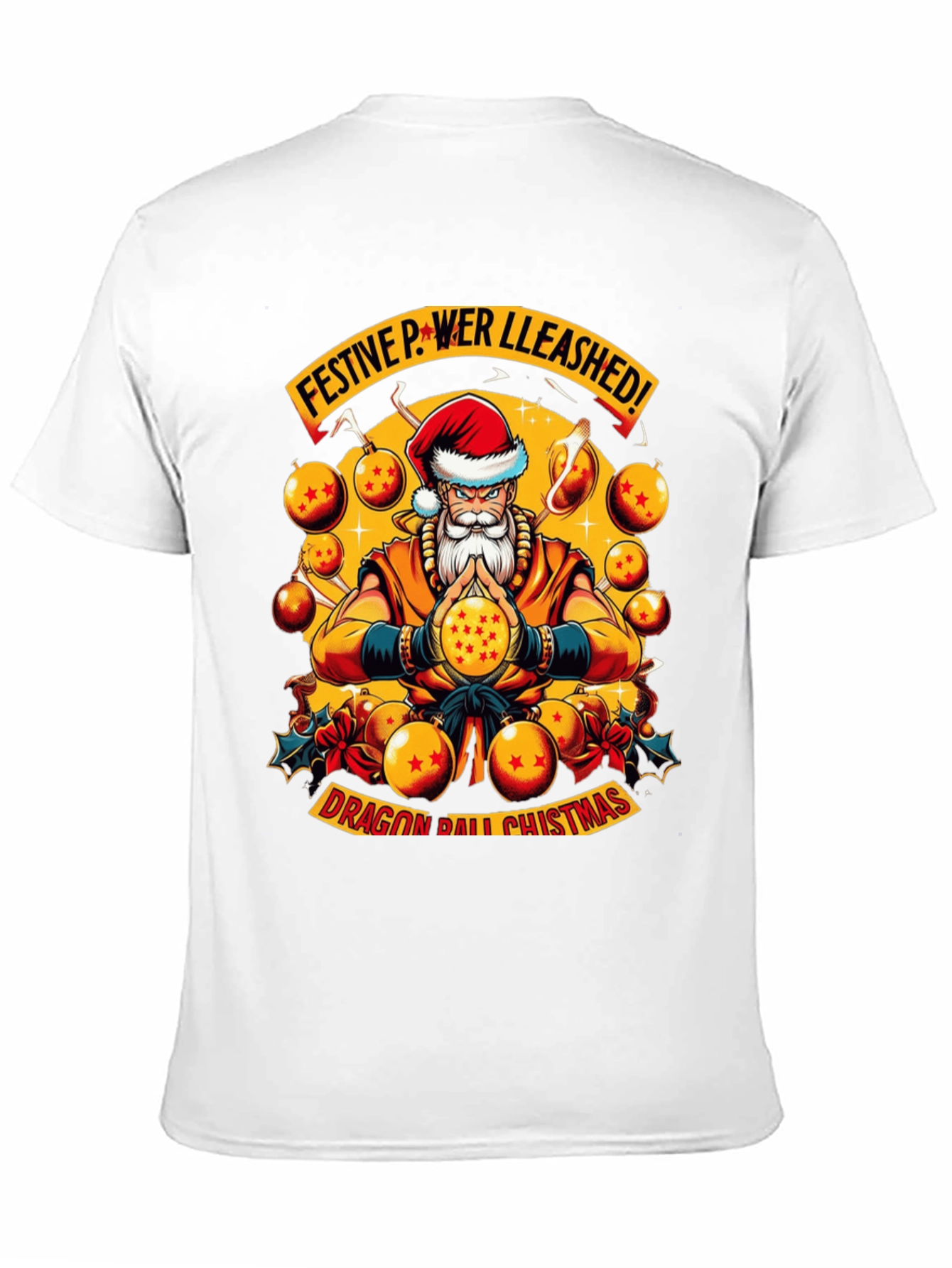Festive Power Unleashed Dragon Ball Christmas T-Shirt