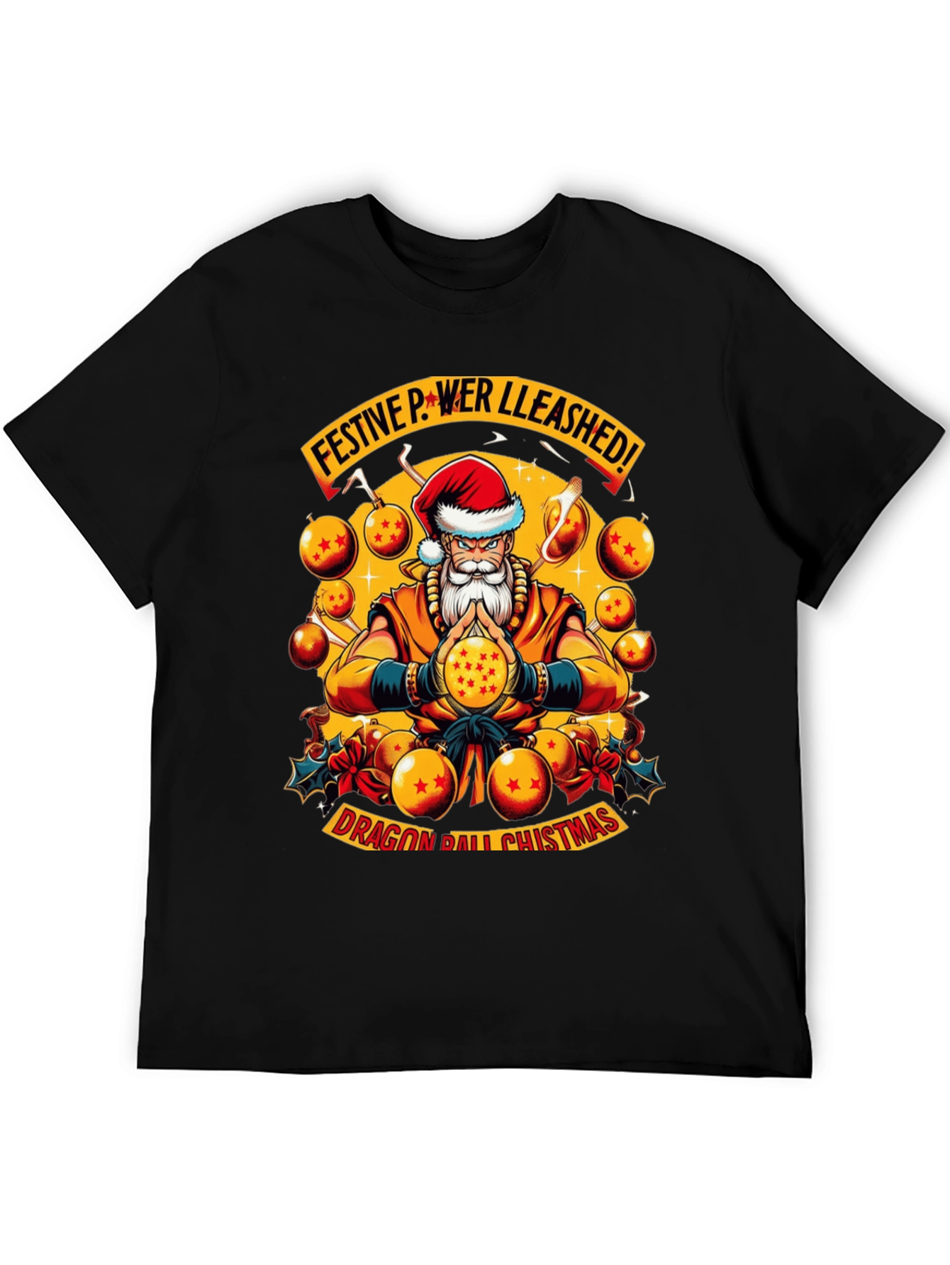 Festive Power Unleashed Dragon Ball Christmas T-Shirt