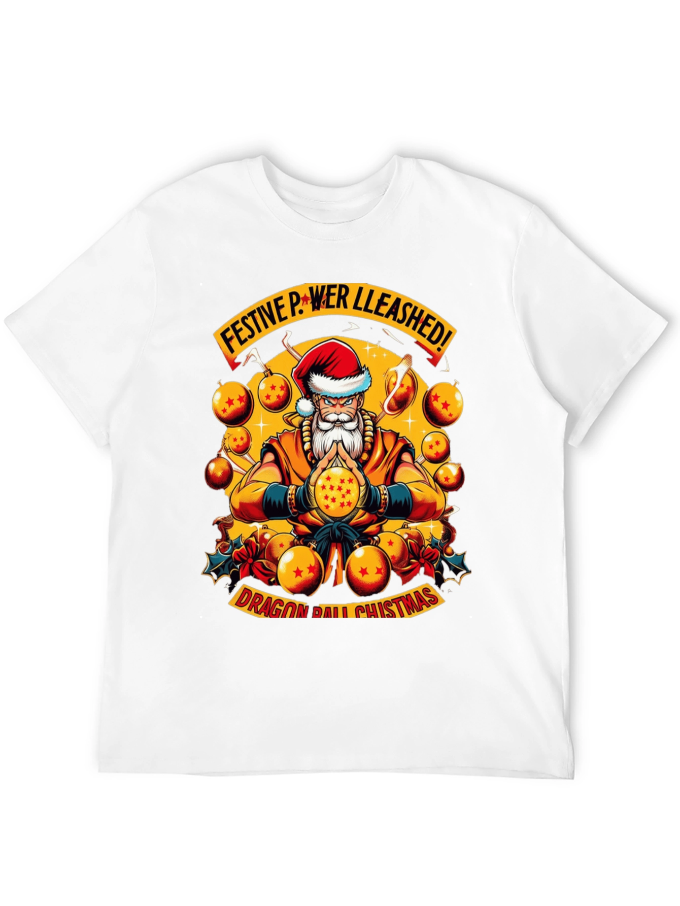 Festive Power Unleashed Dragon Ball Christmas T-Shirt