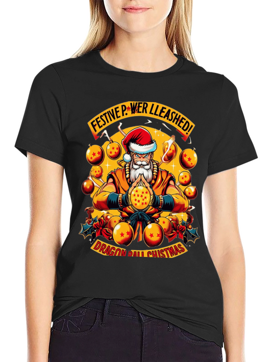 Festive Power Unleashed Dragon Ball Christmas T-Shirt