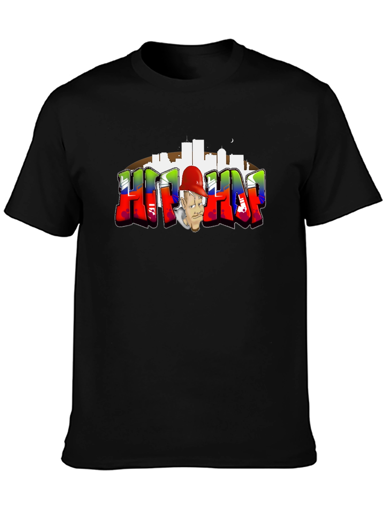 Hip Hop Black T-Shirt with Graffiti Graphic
