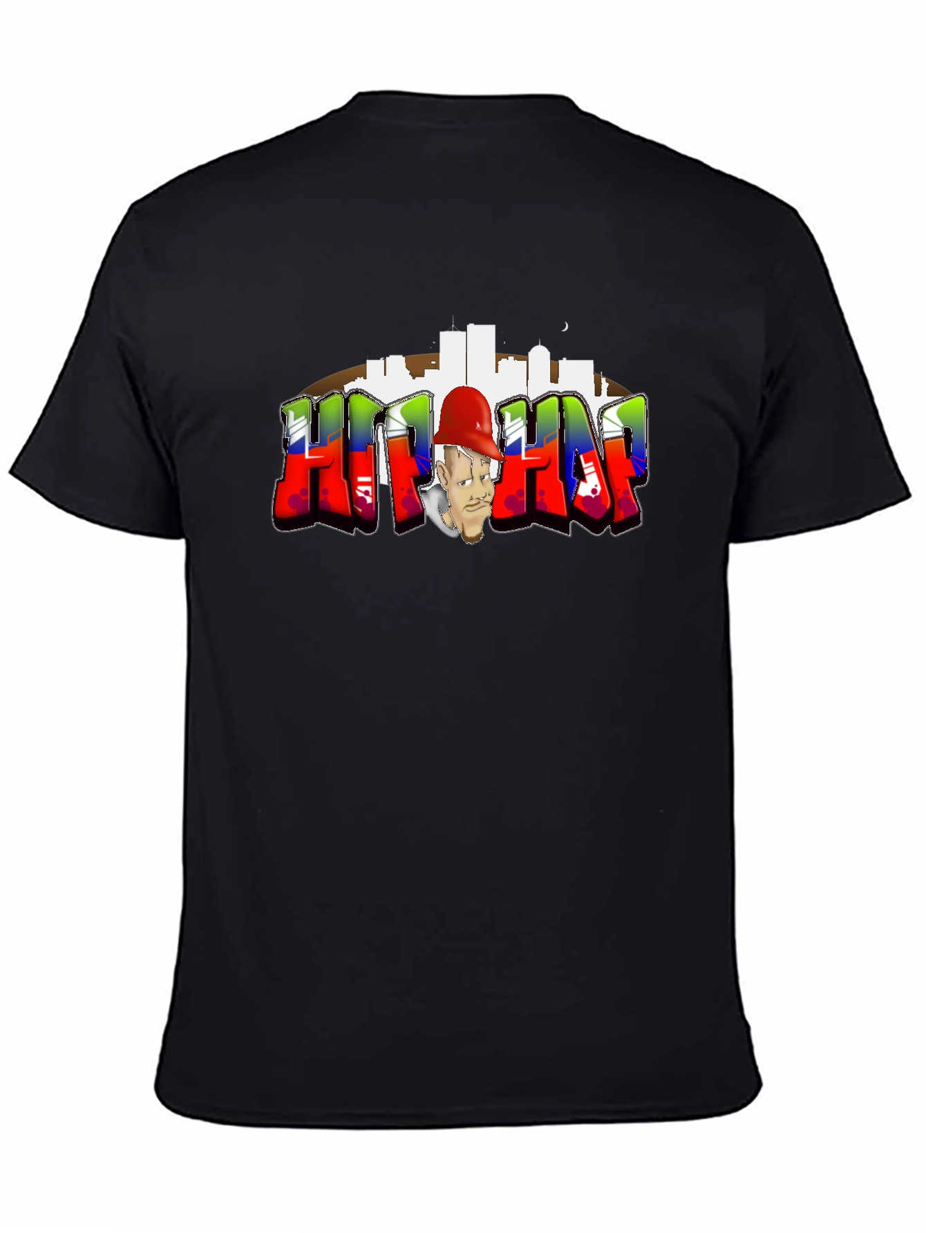 Hip Hop Black T-Shirt with Graffiti Graphic