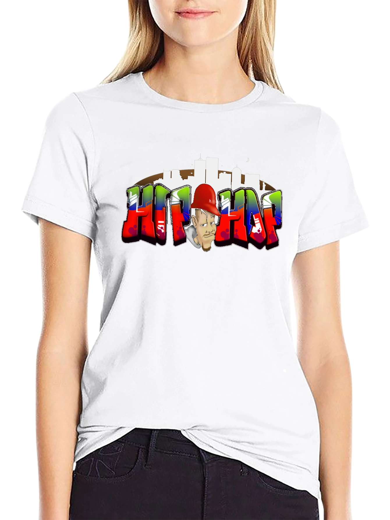 Hip Hop Black T-Shirt with Graffiti Graphic