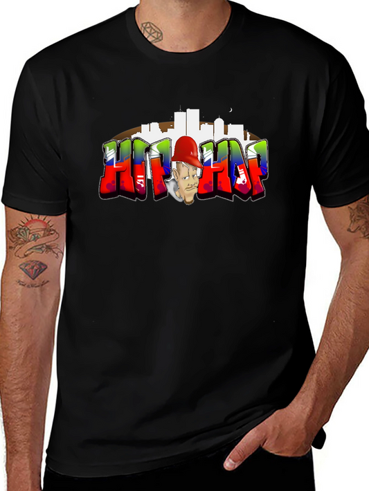 Hip Hop Black T-Shirt with Graffiti Graphic
