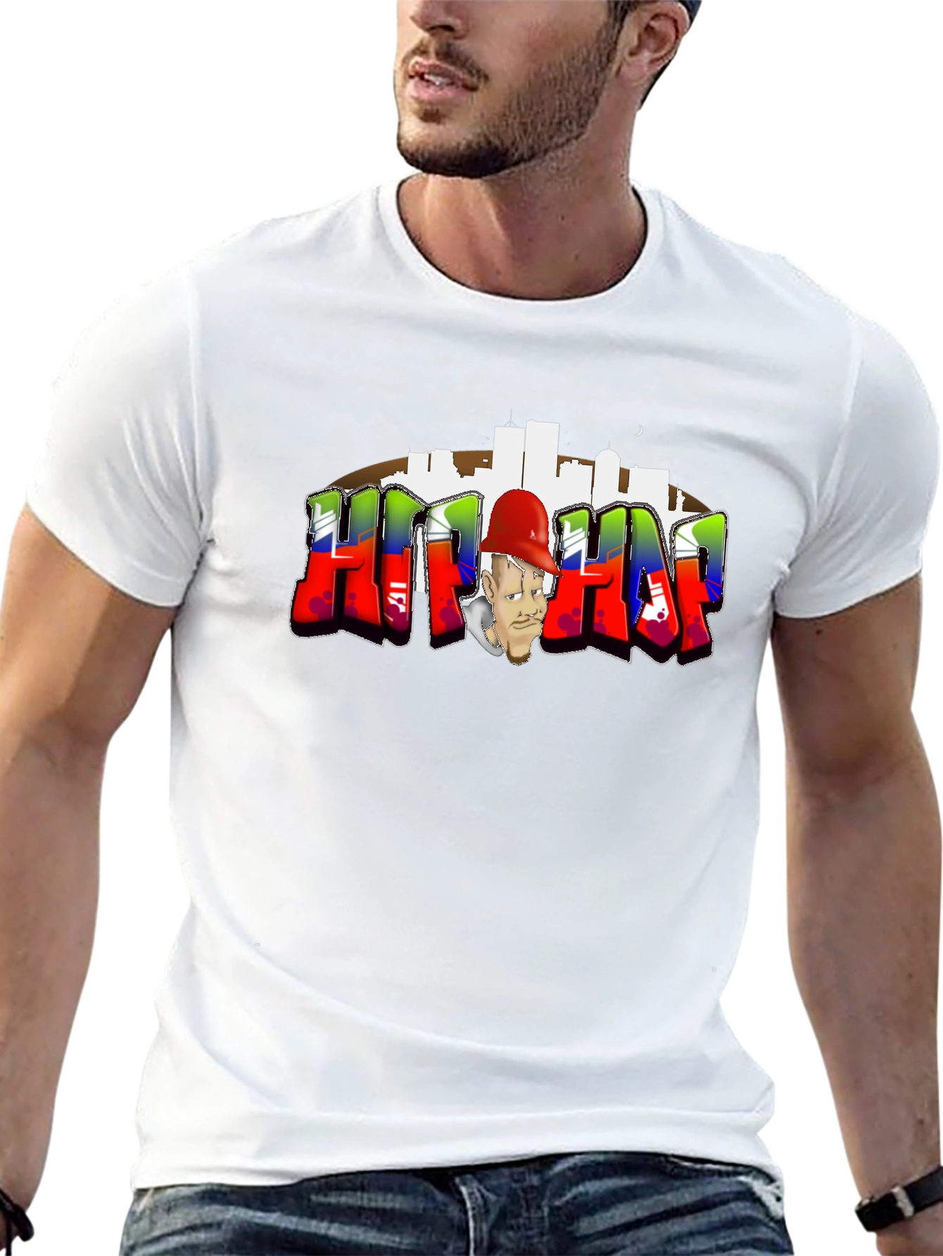 Hip Hop Black T-Shirt with Graffiti Graphic