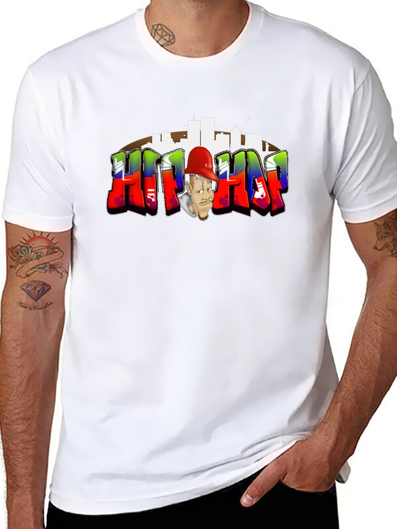 Hip Hop Black T-Shirt with Graffiti Graphic