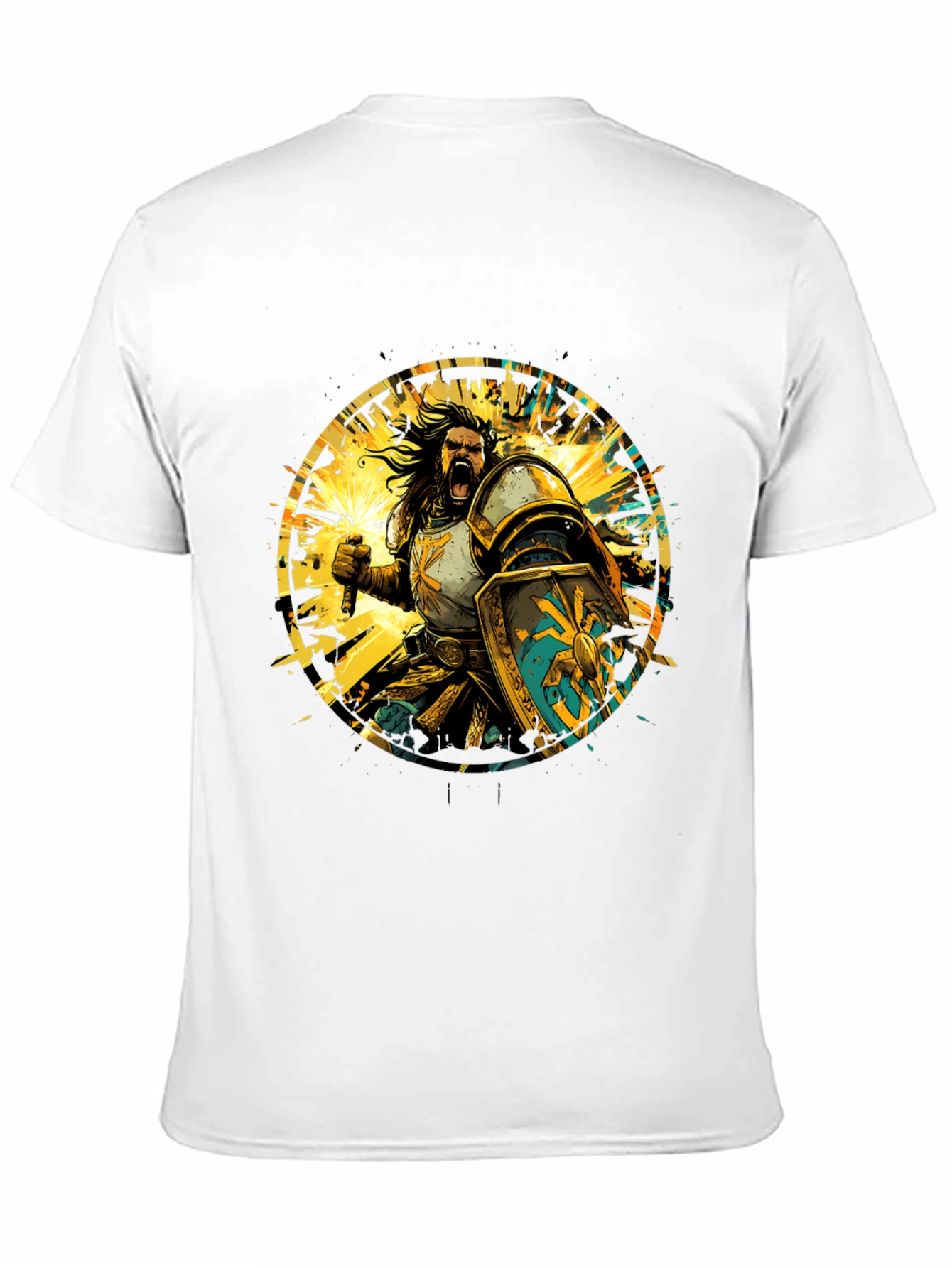 Warrior Knight Graphic Tee - Black Cotton T-Shirt
