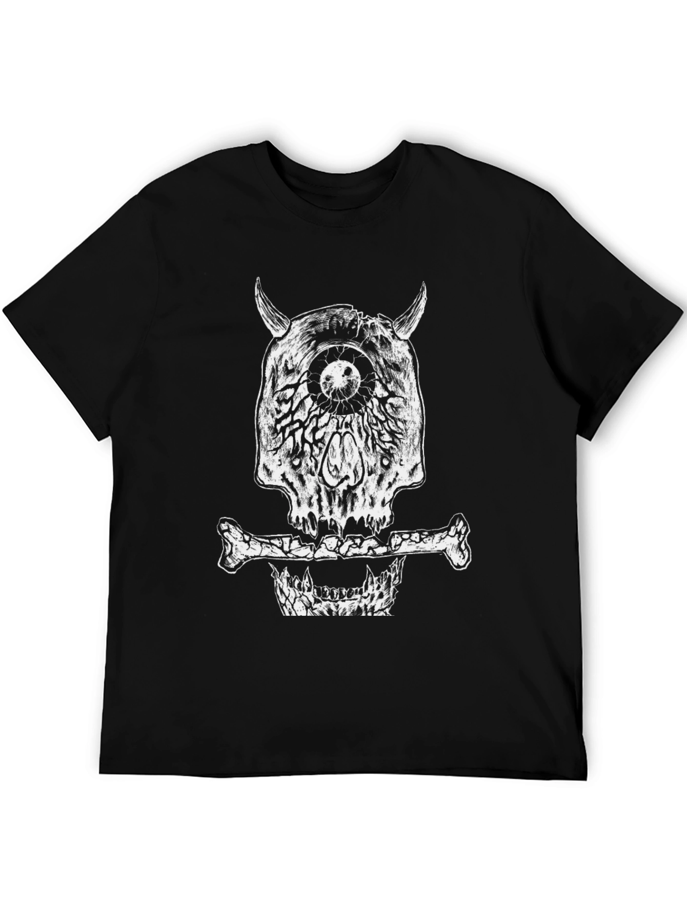 One-Eyed Skull Graphic T-Shirt - Black