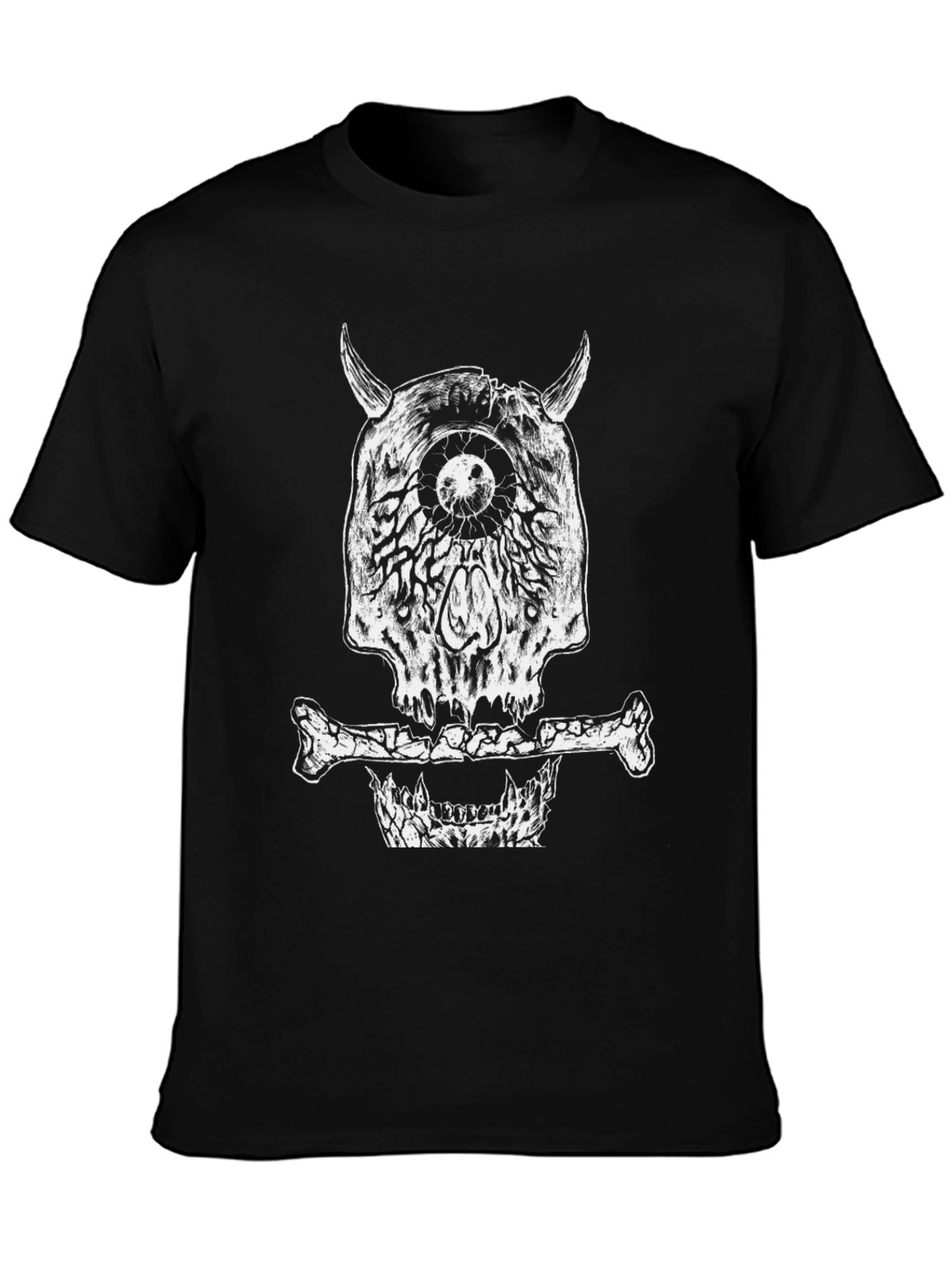 One-Eyed Skull Graphic T-Shirt - Black