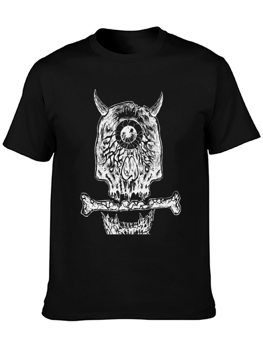 One-Eyed Skull Graphic T-Shirt - Black