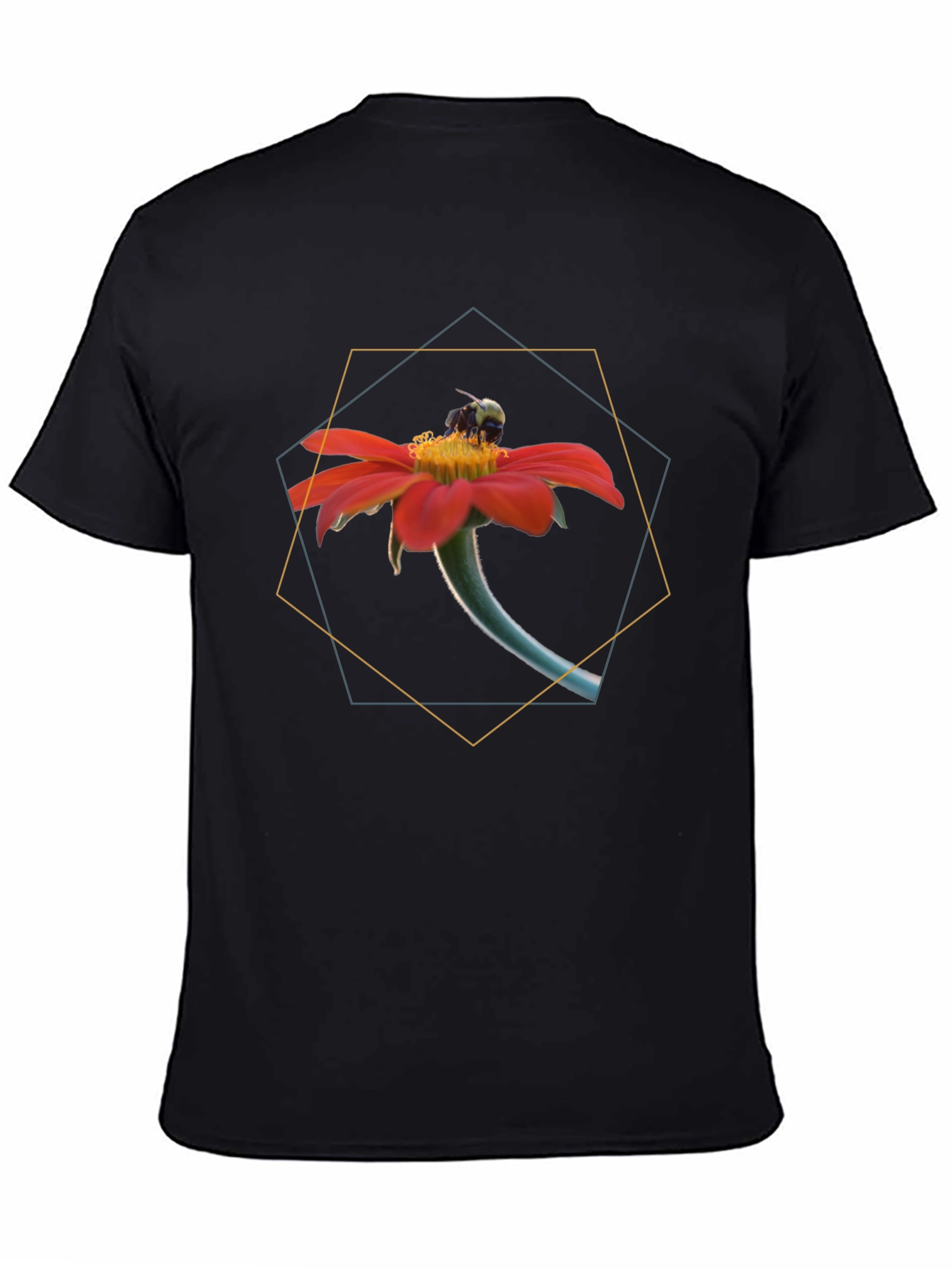 Bee on Flower Graphic Black T-Shirt