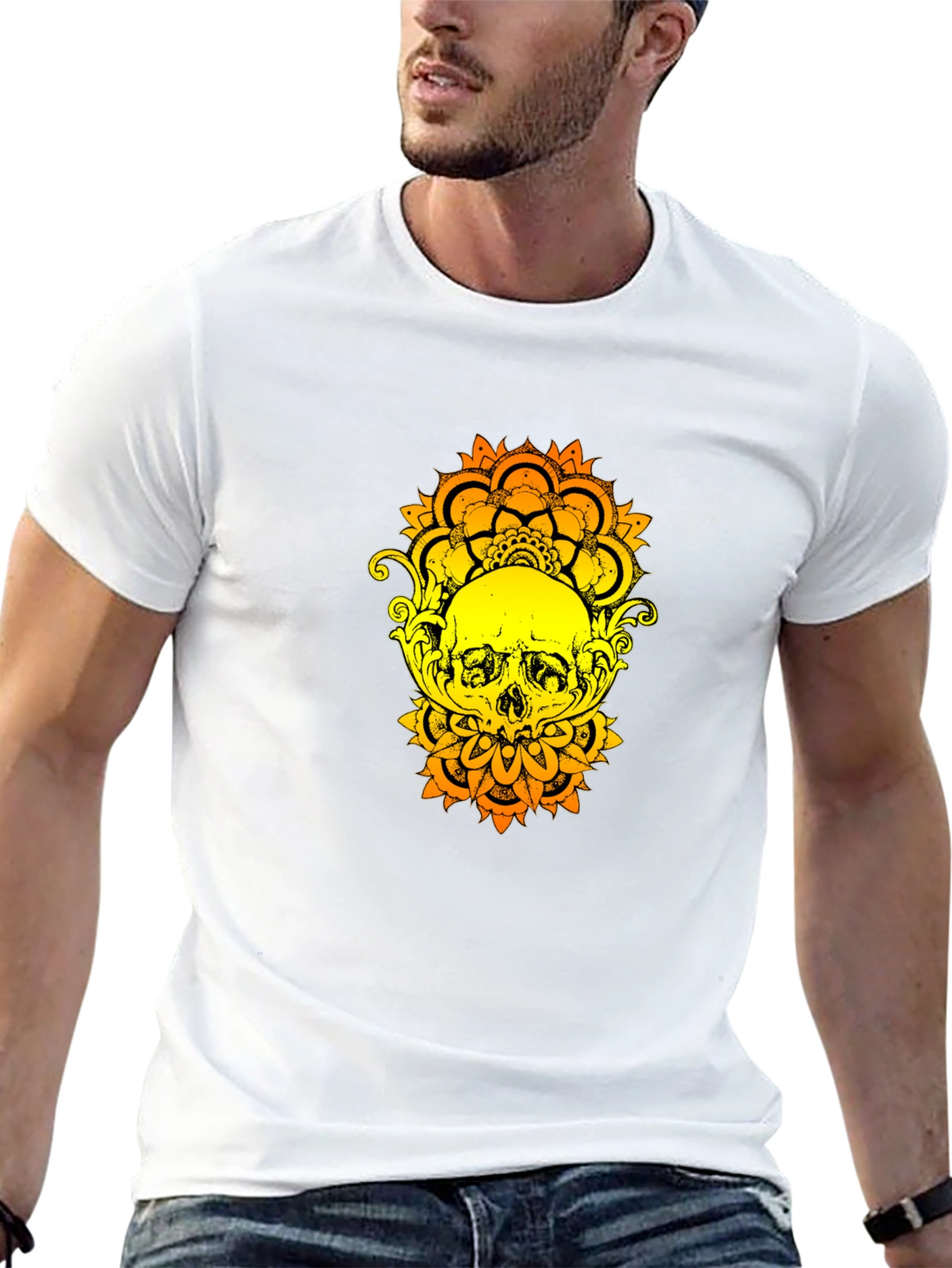 Skull Mandala Graphic Tee - Black