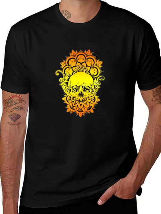 Skull Mandala Graphic Tee - Black