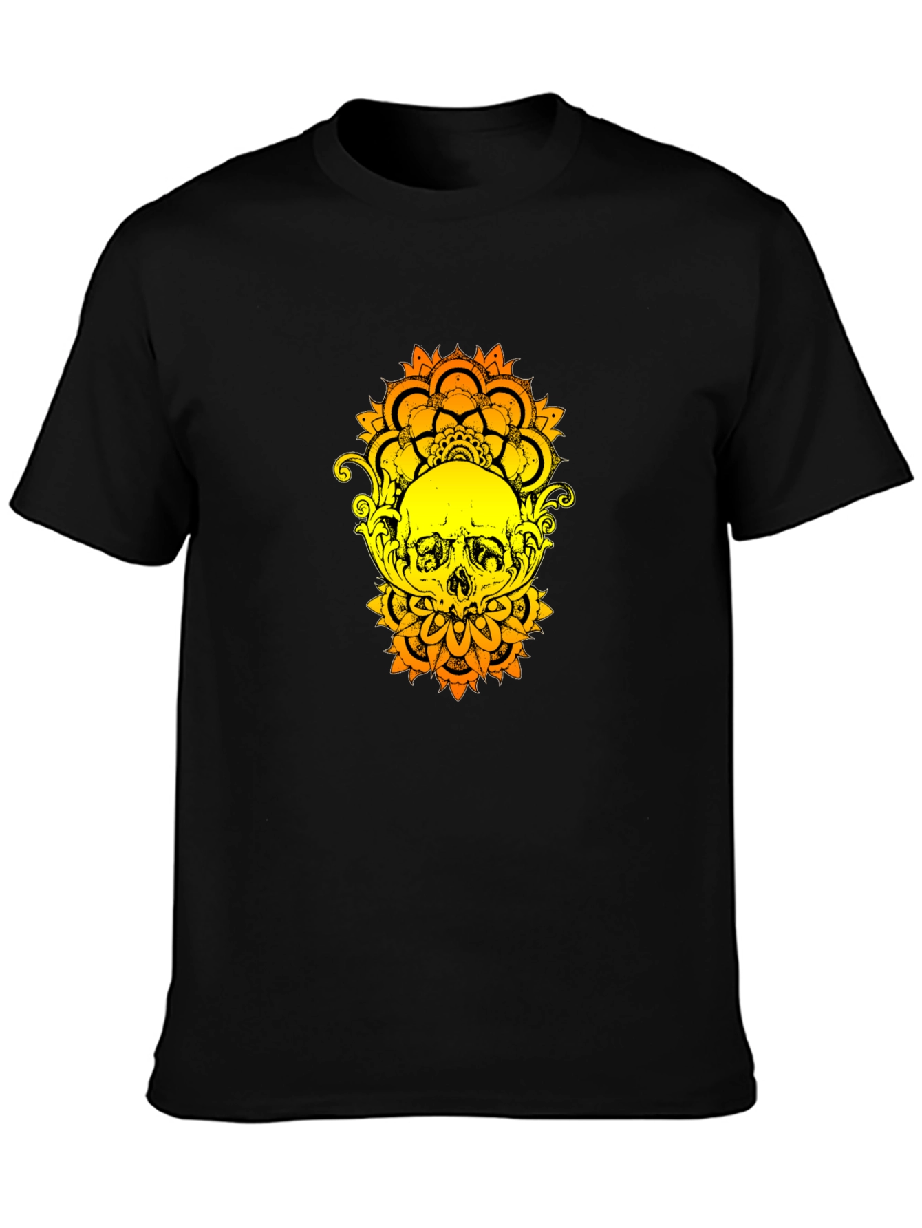 Skull Mandala Graphic Tee - Black