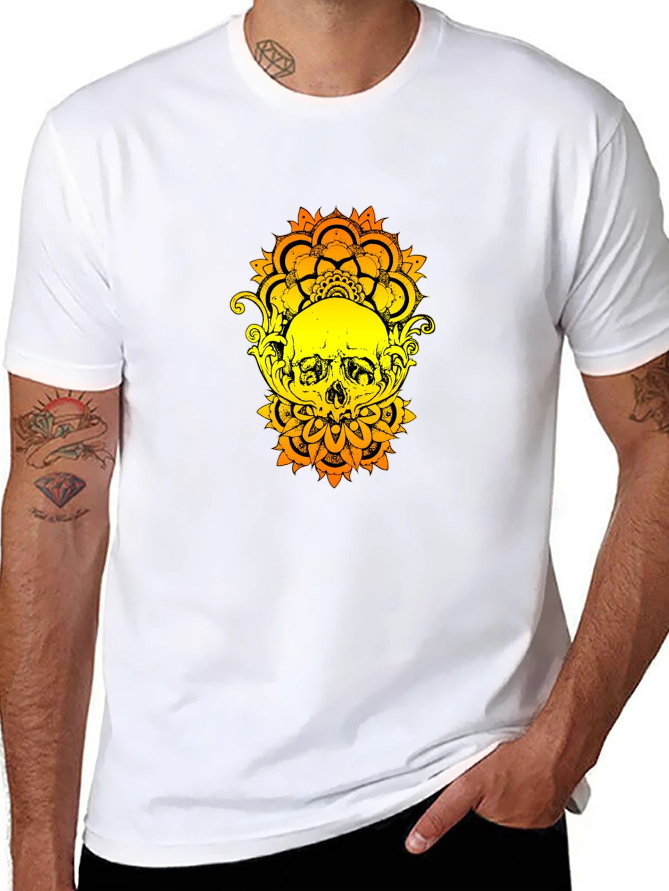 Skull Mandala Graphic Tee - Black
