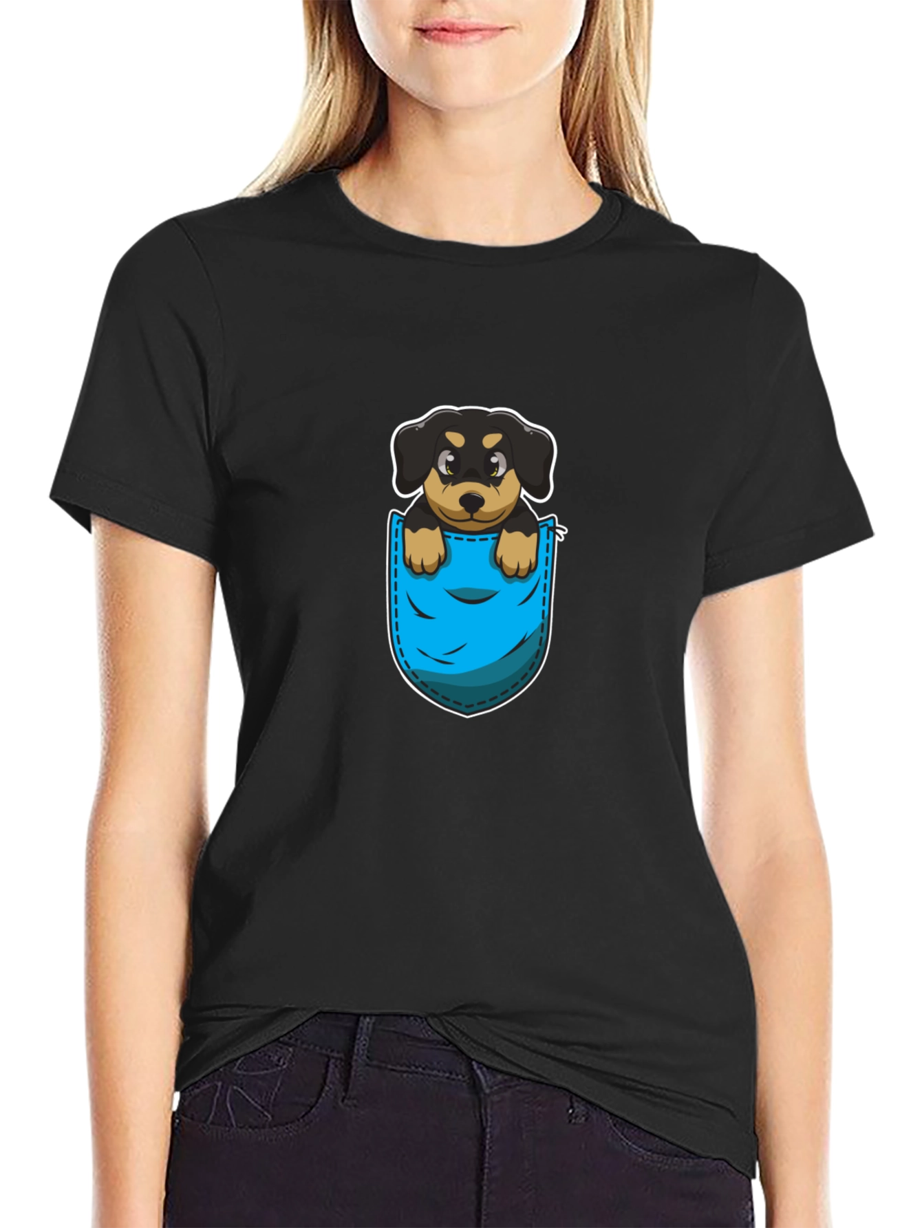 Pocket Pup Tee - Cute Cartoon Dog Graphic T-Shirt