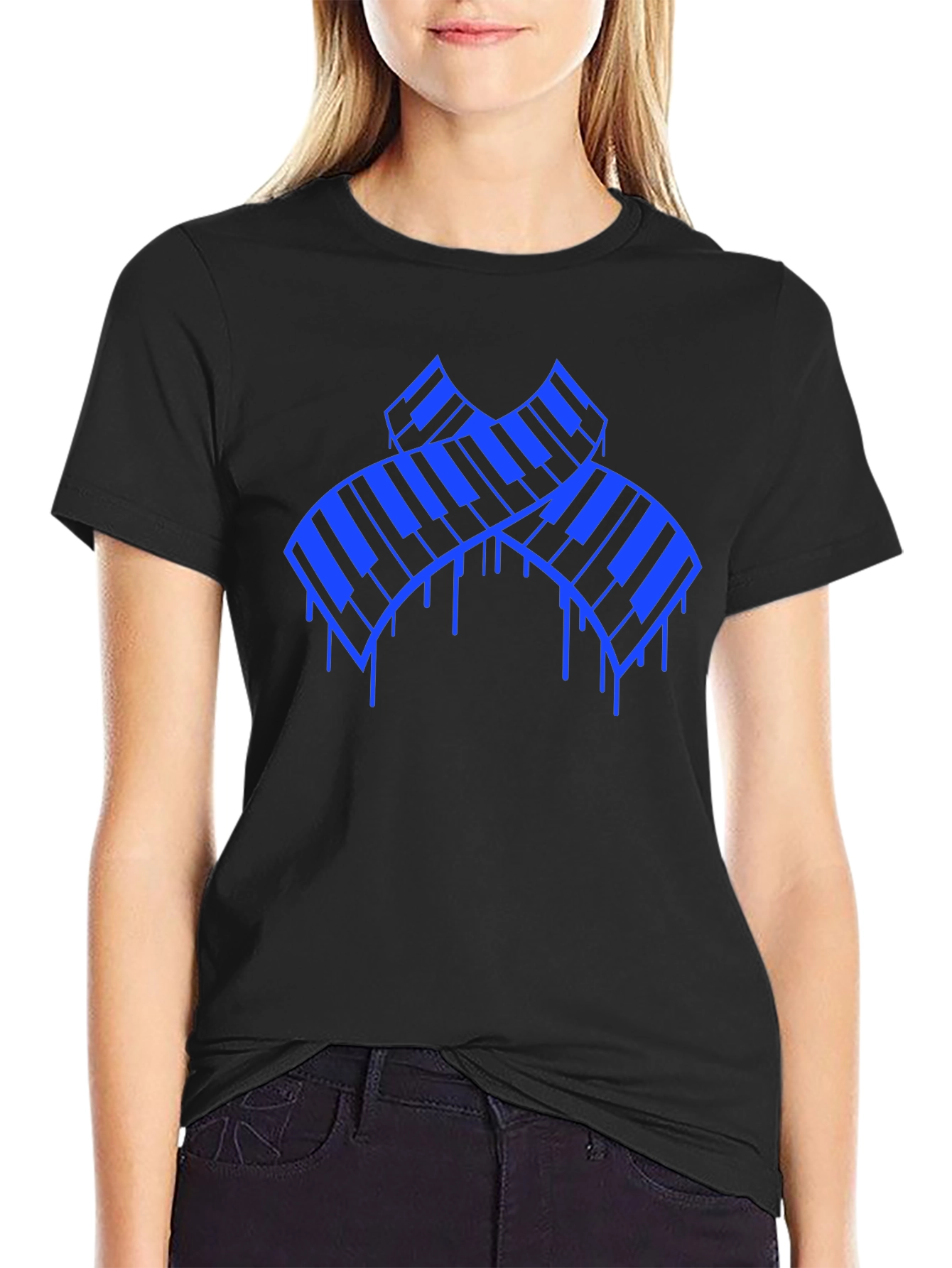 Piano Keys Graphic T-Shirt - Black