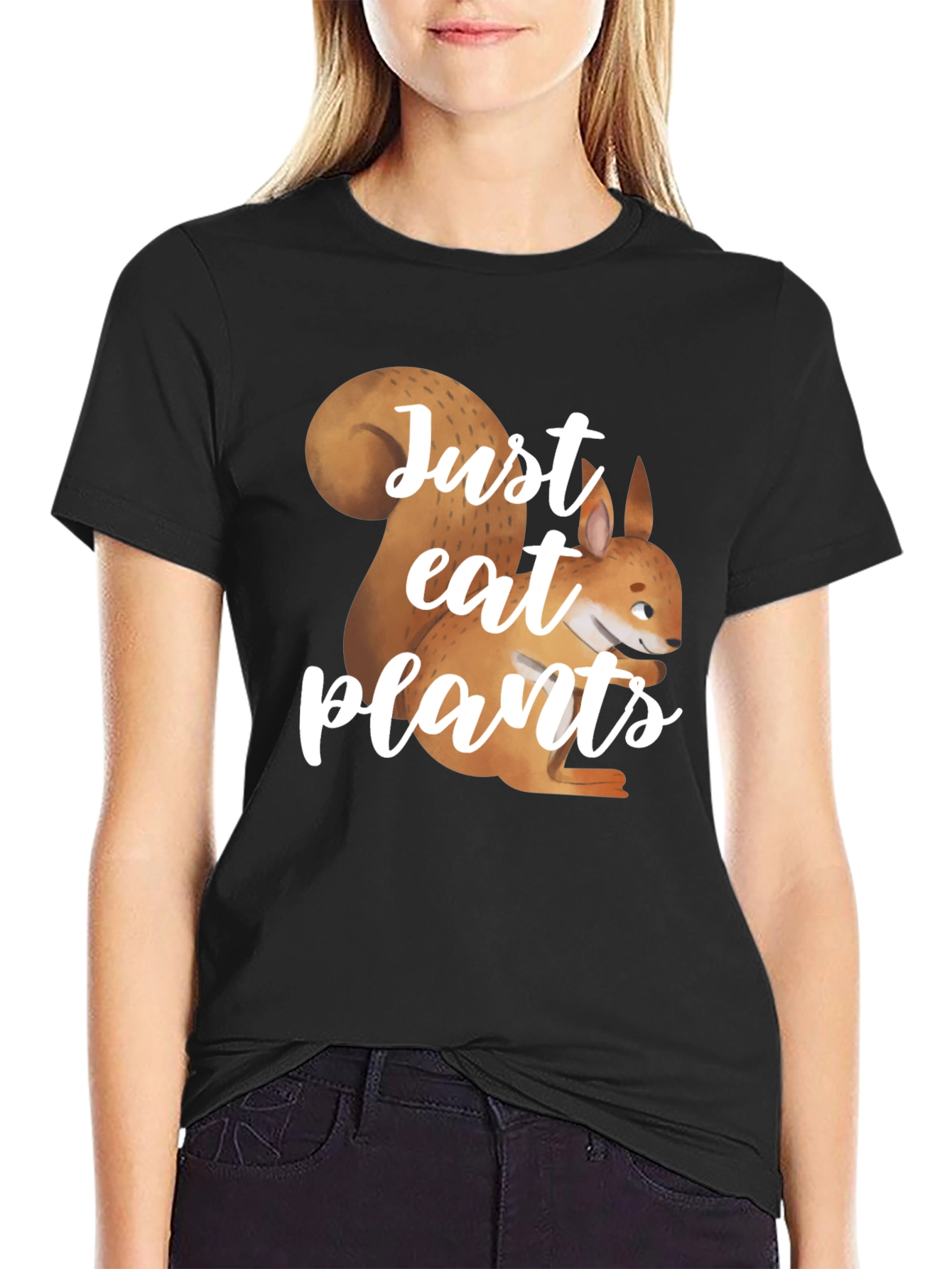 Just Eat Plants T-Shirt: Squirrel Graphic Tee