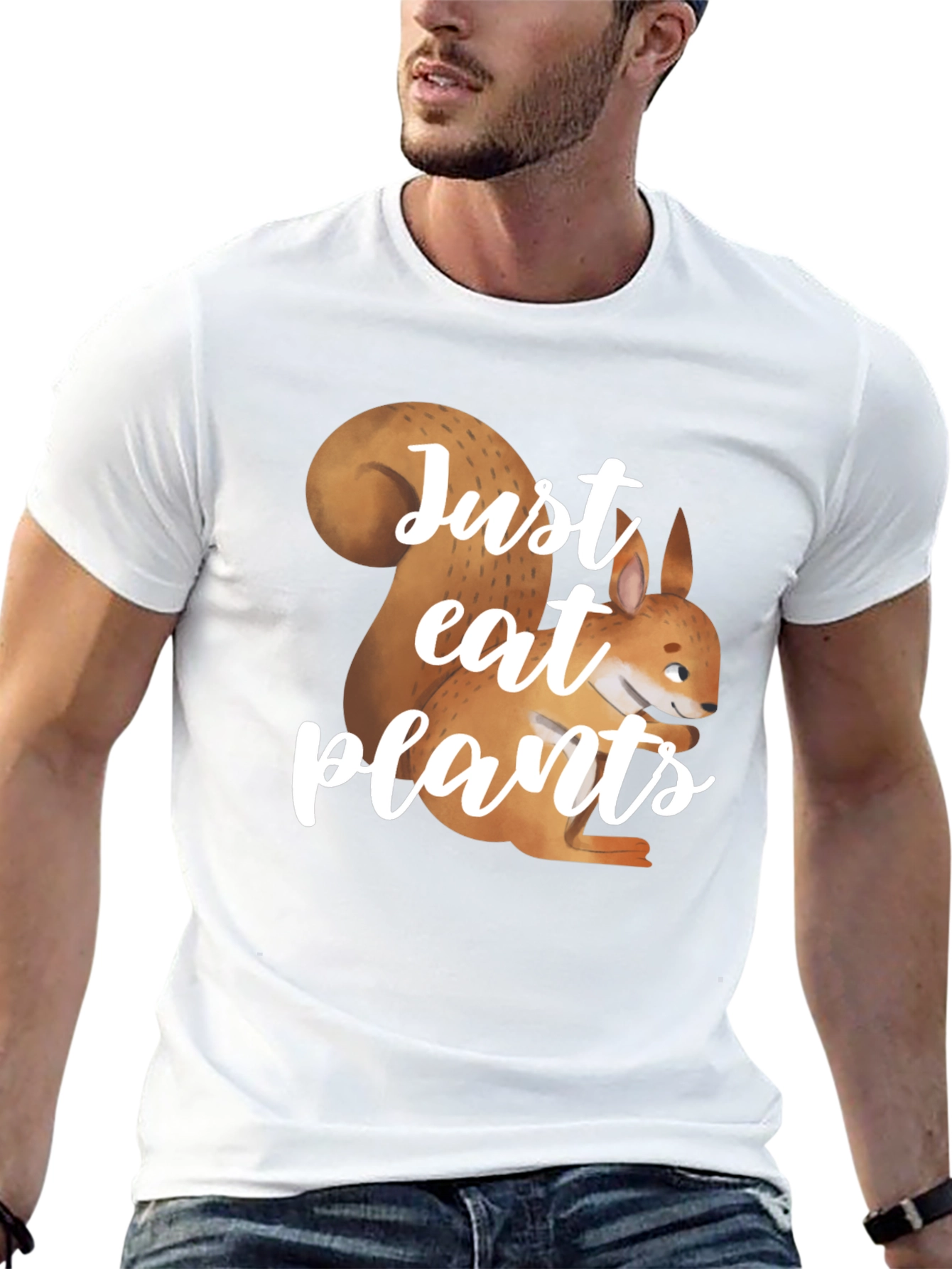 Just Eat Plants T-Shirt: Squirrel Graphic Tee