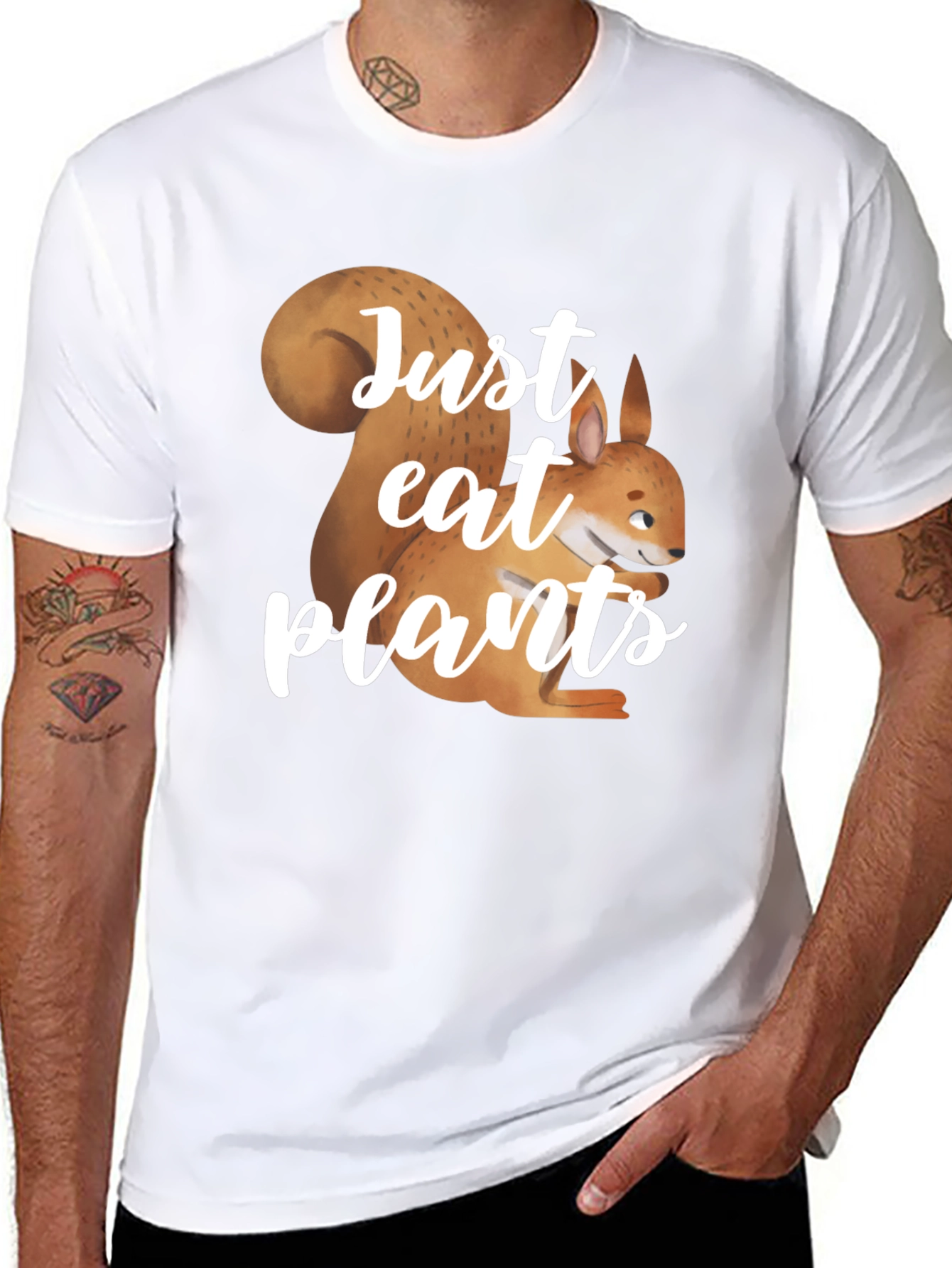 Just Eat Plants T-Shirt: Squirrel Graphic Tee
