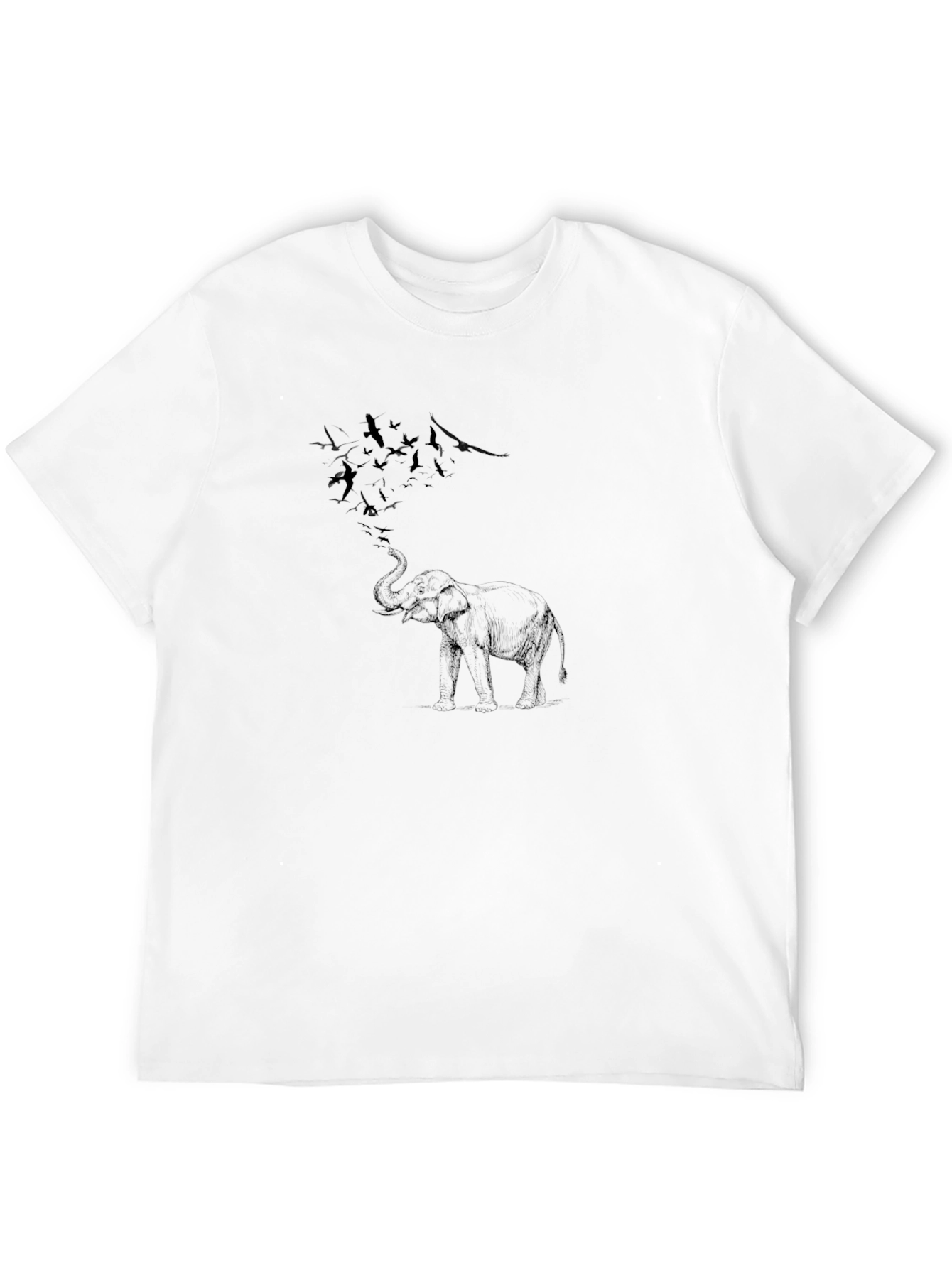 Elephant Birds Graphic Tee - Black Casual Shirt