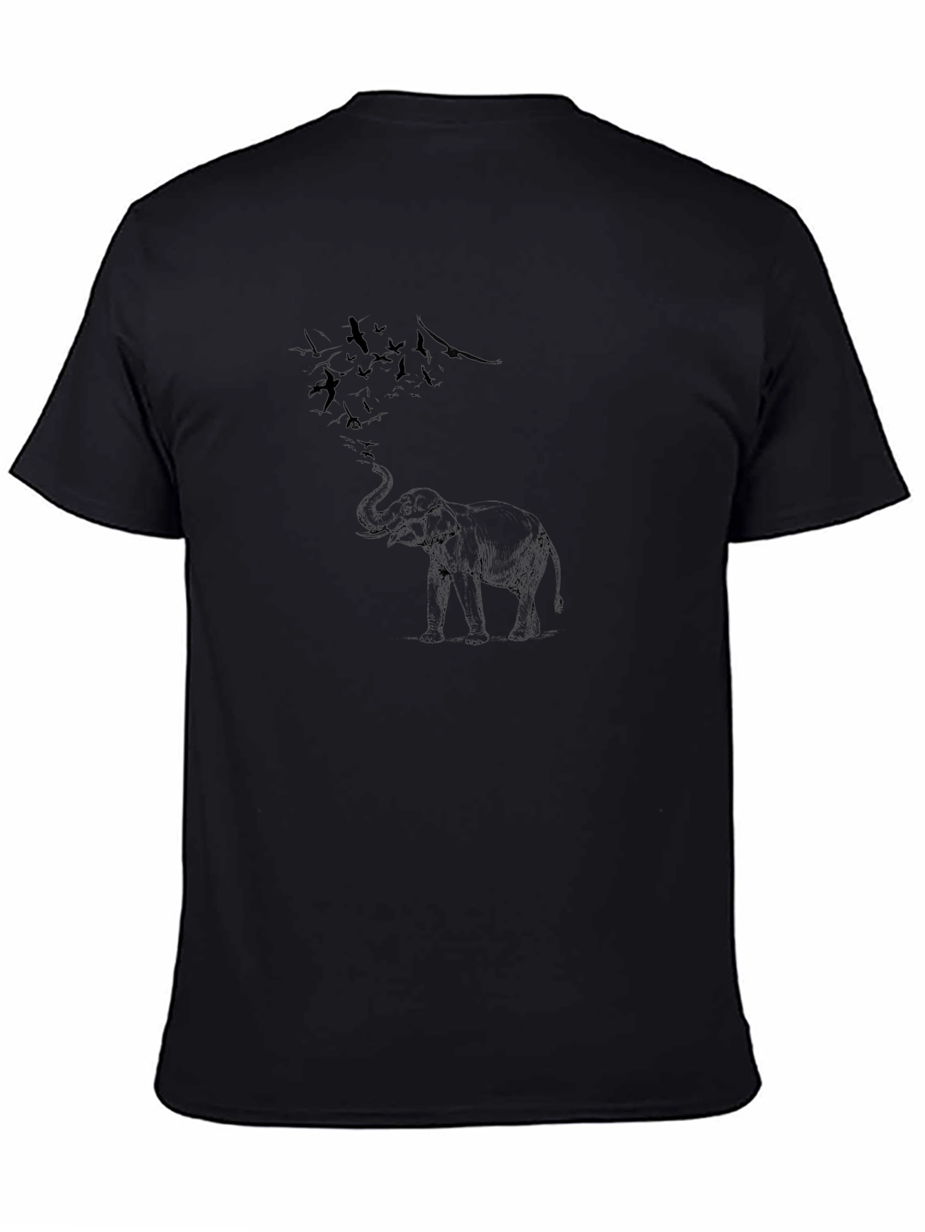 Elephant Birds Graphic Tee - Black Casual Shirt