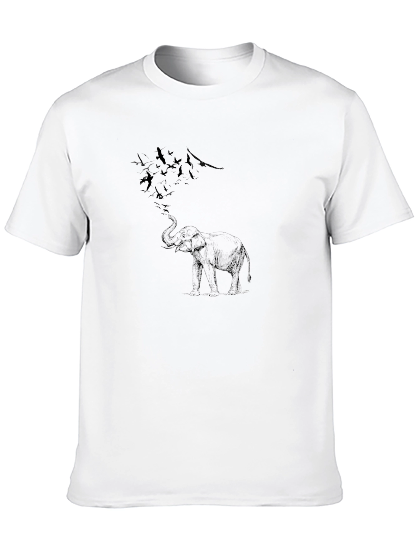 Elephant Birds Graphic Tee - Black Casual Shirt