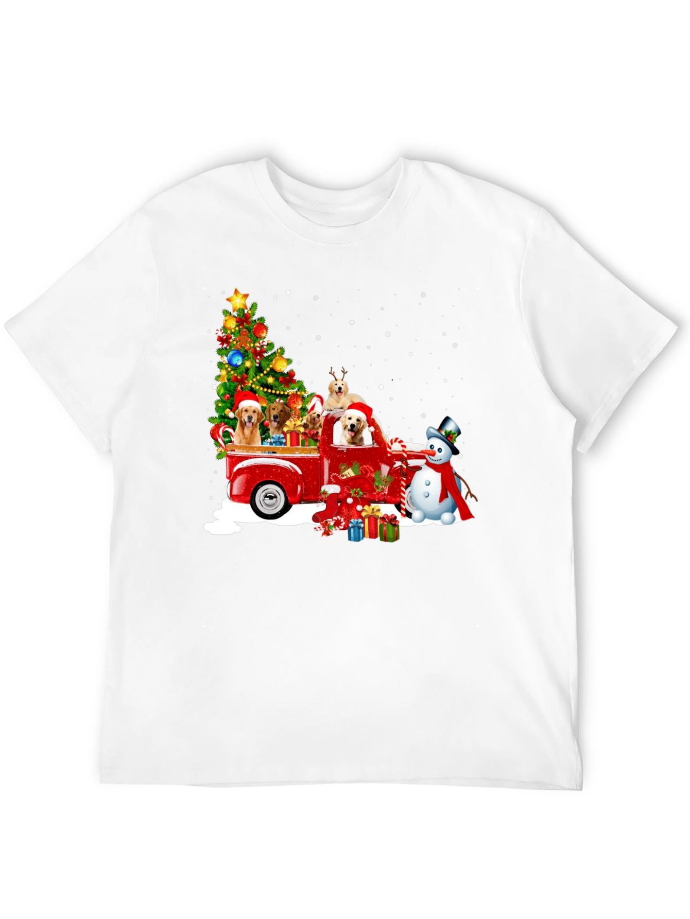 Festive Dogs in Truck Christmas T-Shirt