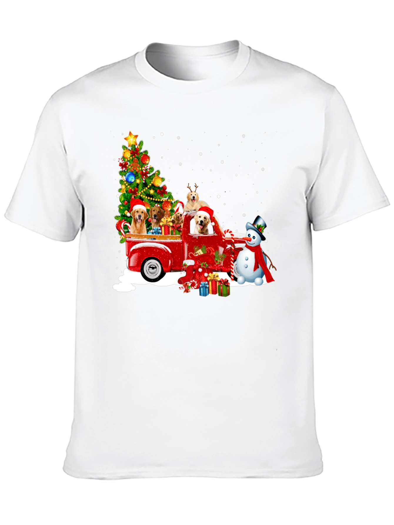 Festive Dogs in Truck Christmas T-Shirt