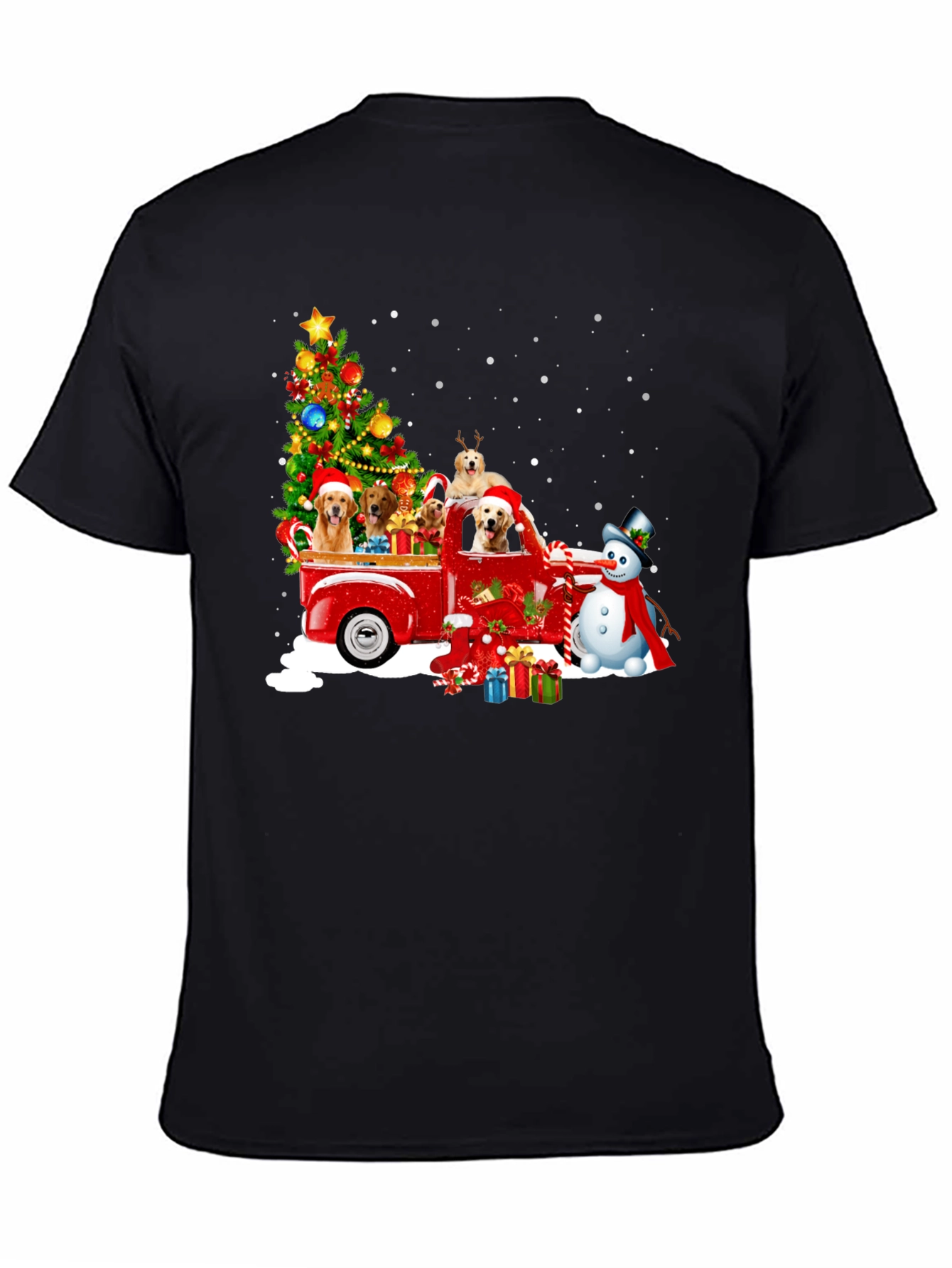Festive Dogs in Truck Christmas T-Shirt