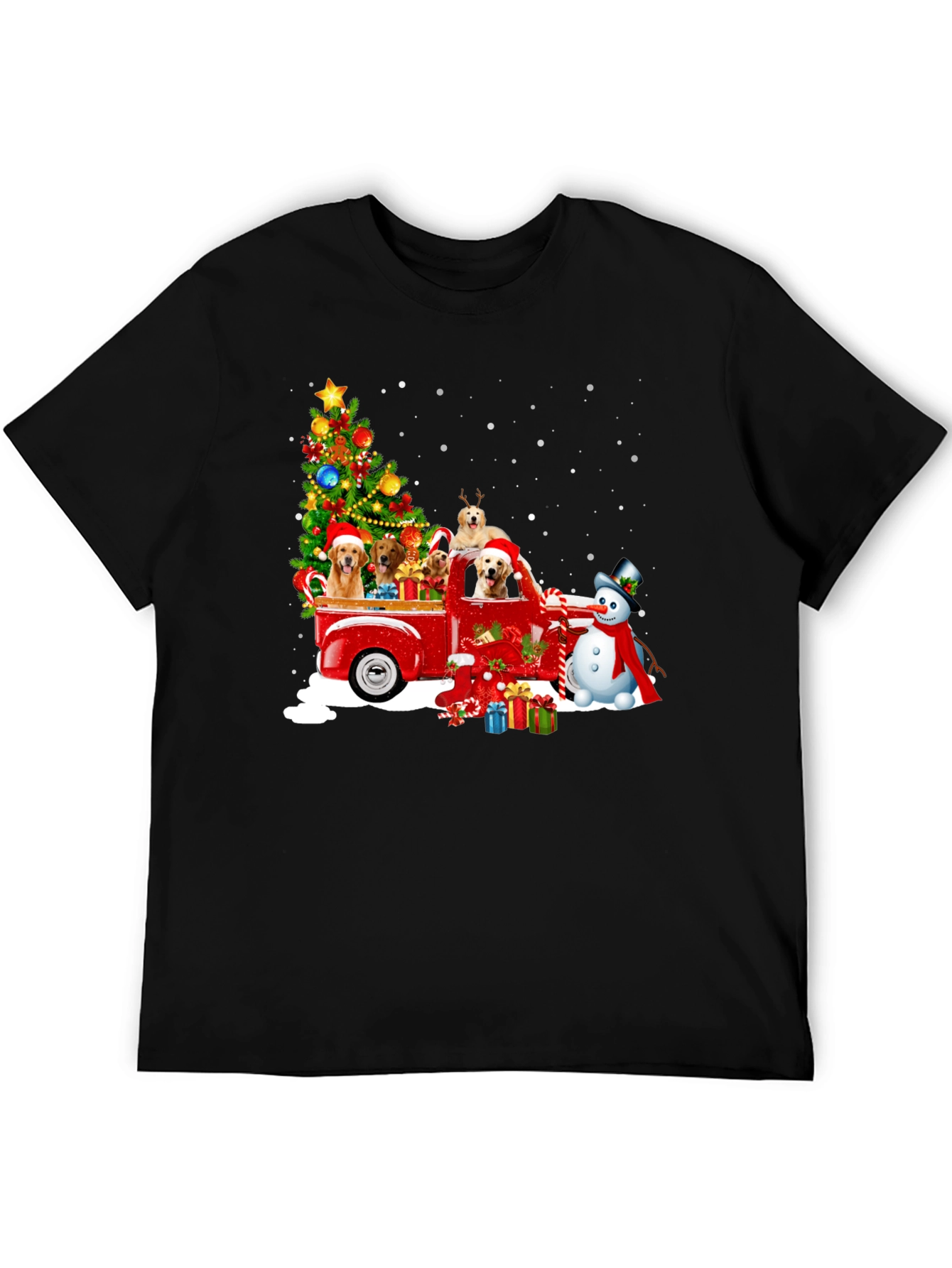 Festive Dogs in Truck Christmas T-Shirt
